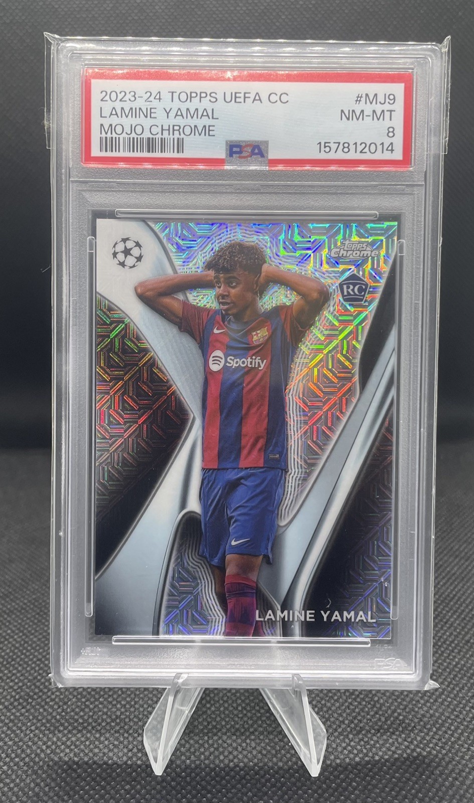 2023-24 Topps UEFA Club Competitions - Mojo Chrome Lamine Yamal #MJ-9 (RC) PSA 8