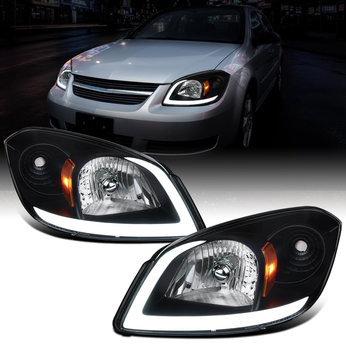 - Fits 2005-2010 Chevy Cobalt LED Tube Headlights Pair