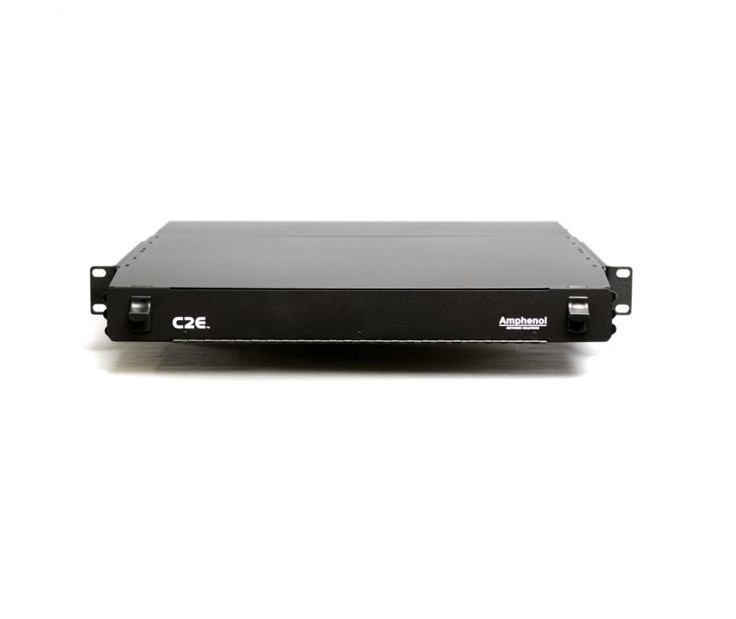(NO BOX) Amphenol Telect C2E-01U Fiber Distribution Chassis 1RU Base 12 modules