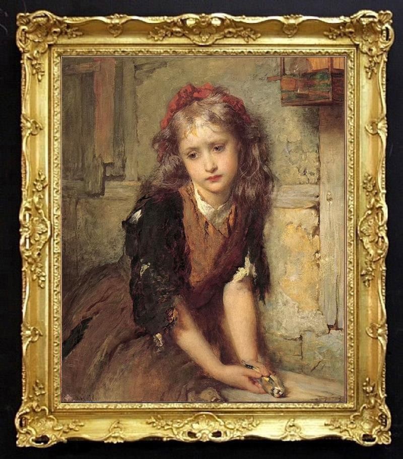 Handmade Old Master-Art Antique Oil Painting women girl on canvas 24