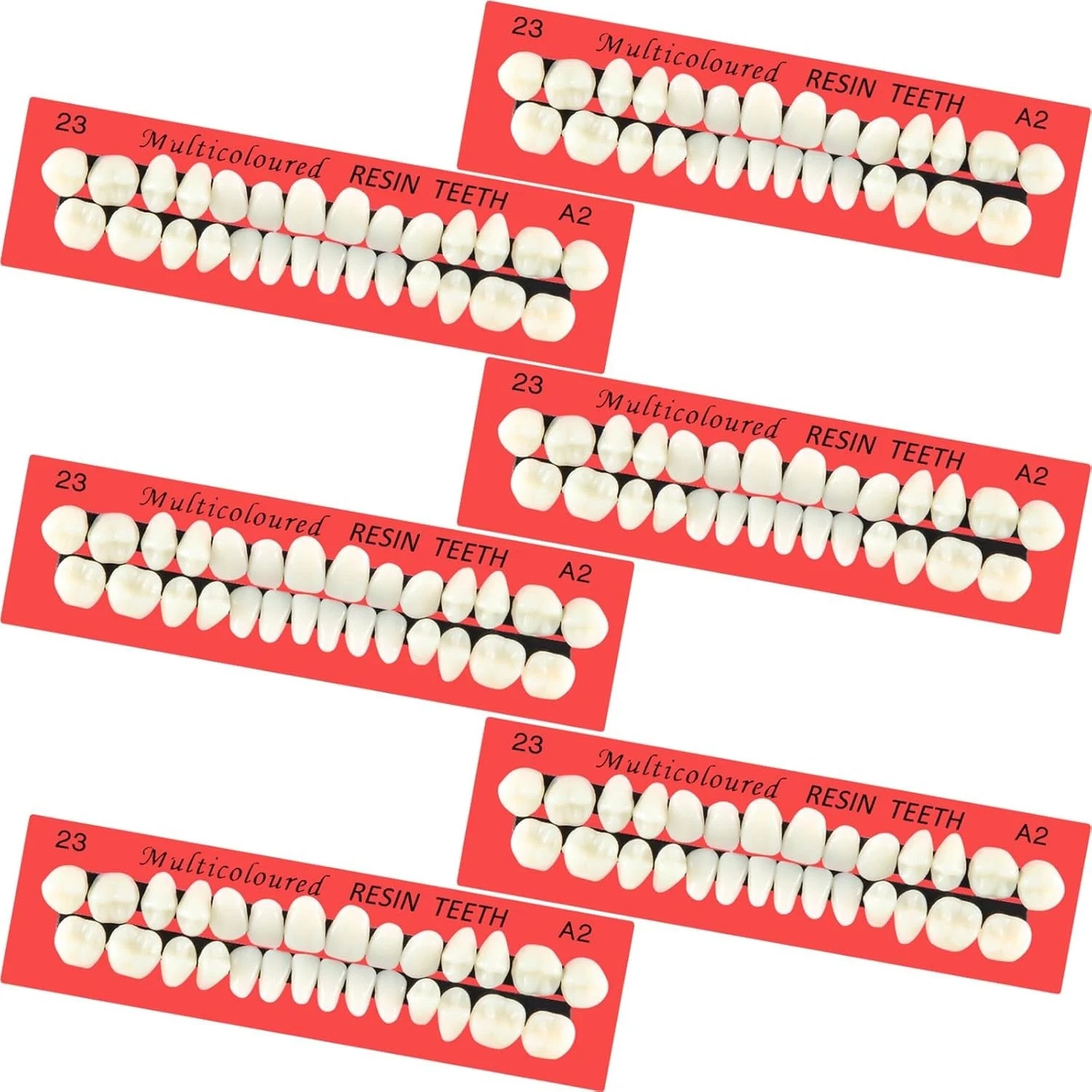 6 juegos de dientes falsos de resina acrílica, dientes artificiales de repuesto 