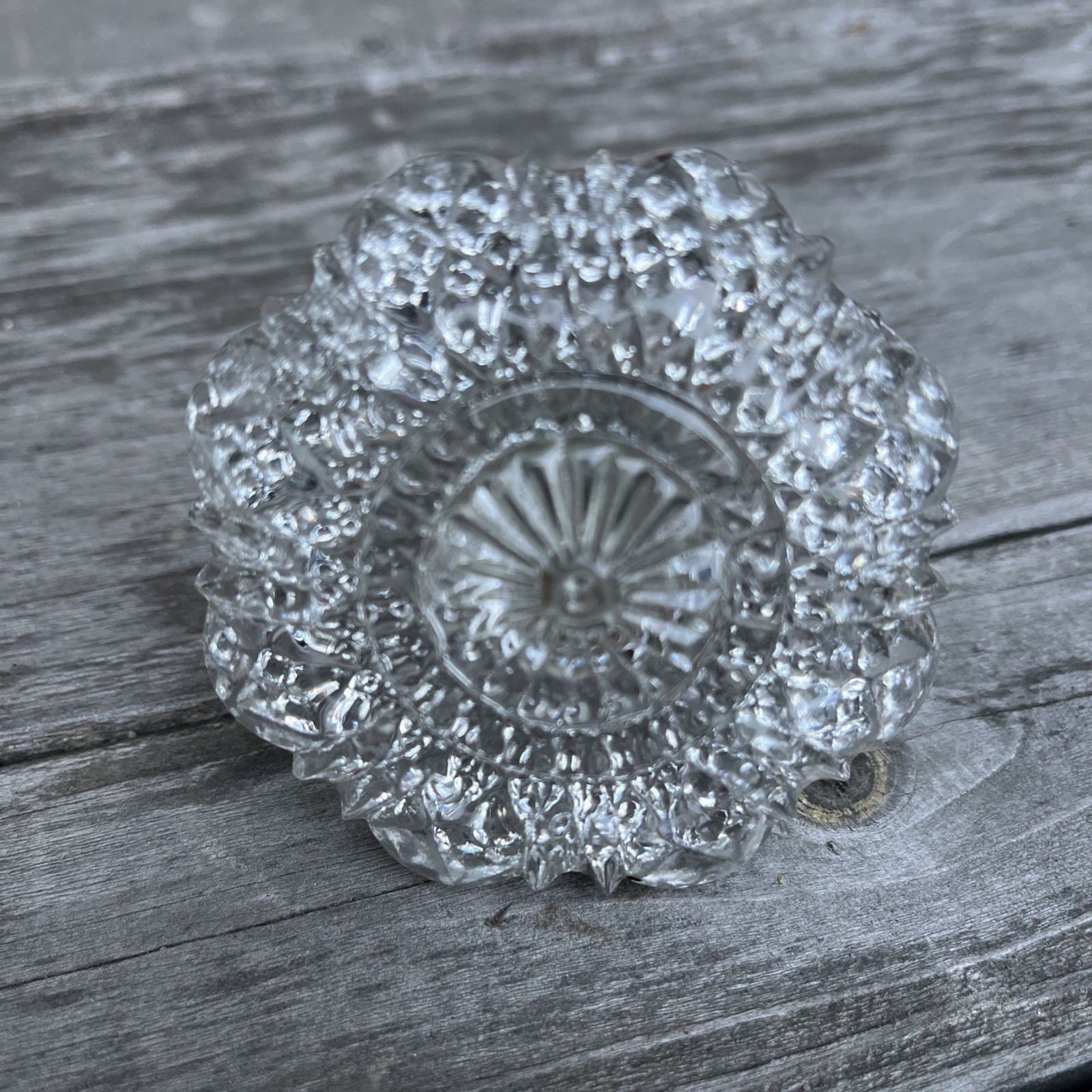 Vintage Clear Pressed Glass Decanter Stopper /Sunflower/ Daisy /Starburst 