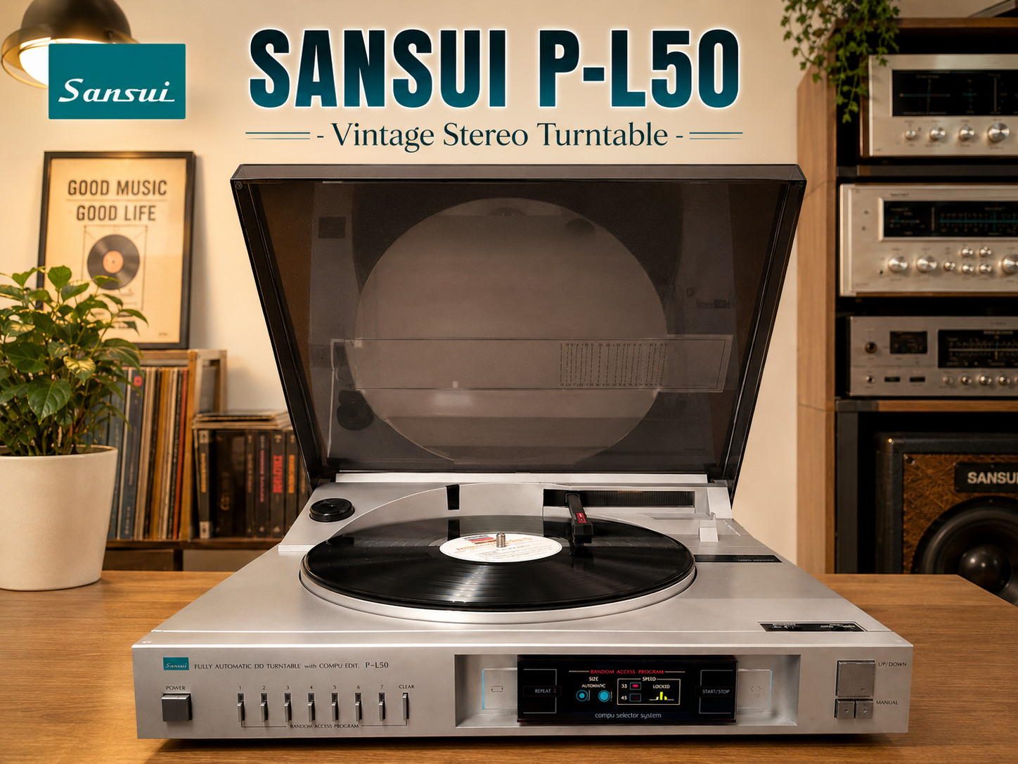 SANSUI P-L50 🌈RaRe🌈 Vintage Stereo Turntable