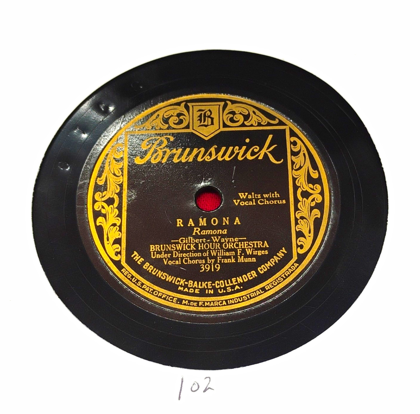 Brunswick 3919 Brunswick Hour Orchestra 78 Single Shellac Ramona/Ah Sweet
