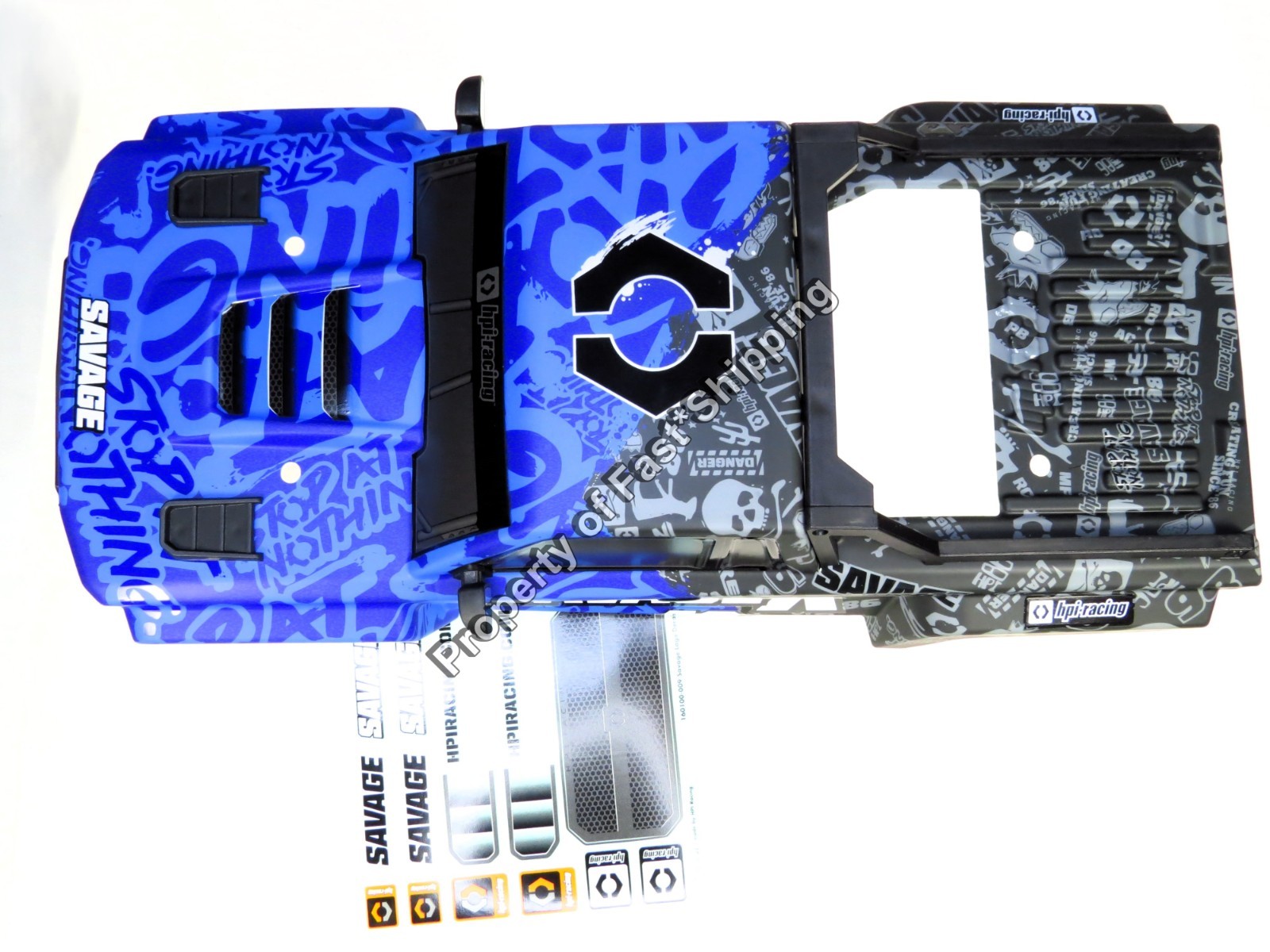 OEM HPI Savage X 4.6 160587 - GT-6 Sportcab Painted Truck Body (Blue) w/Decals