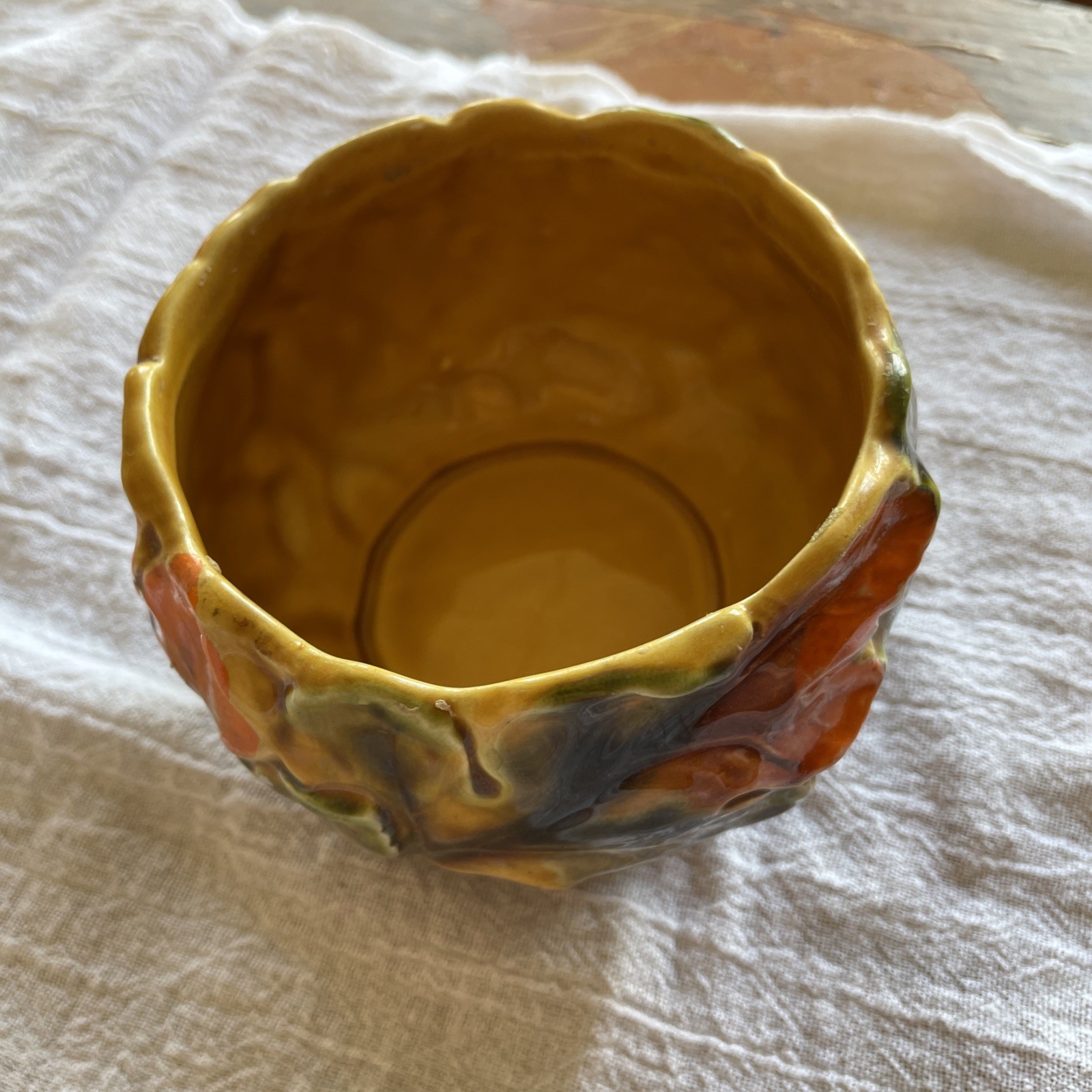 Planter Vintage Relpo fall leaves #6272 rare pattern. Vibrant retro orange Planter Vintage Relpo fall leaves #6272 rare pattern. Vibrant retro orange