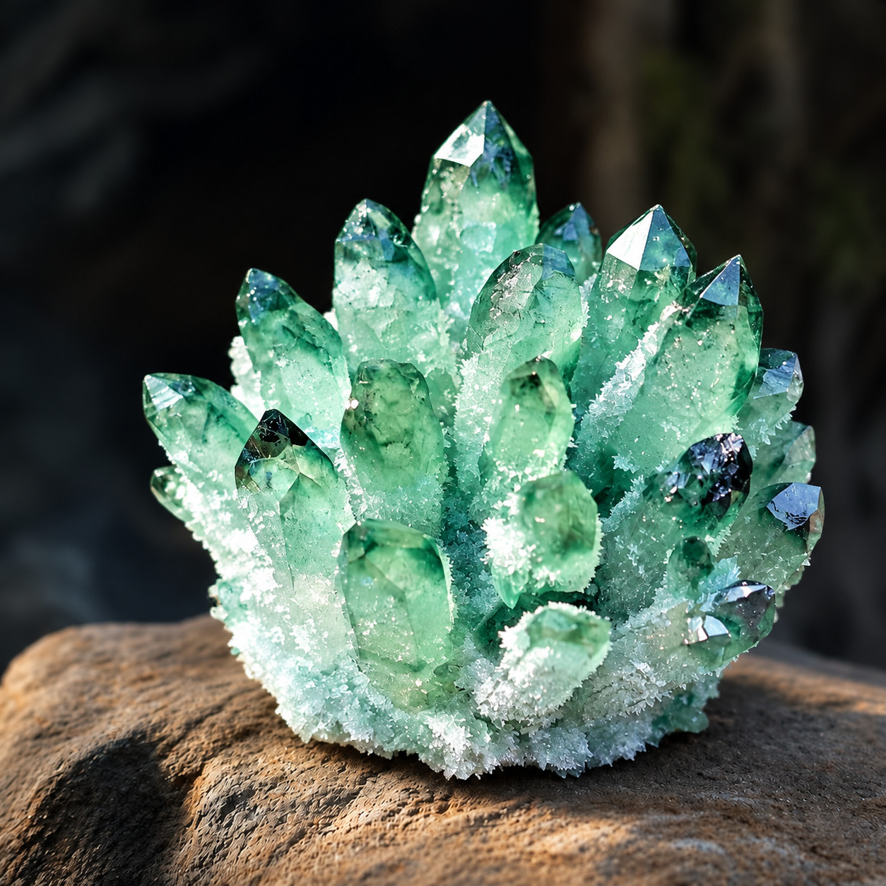 Large 400g+ Rare Raw Green Phantom Quartz Crystal Cluster Specimen Healing Decor
