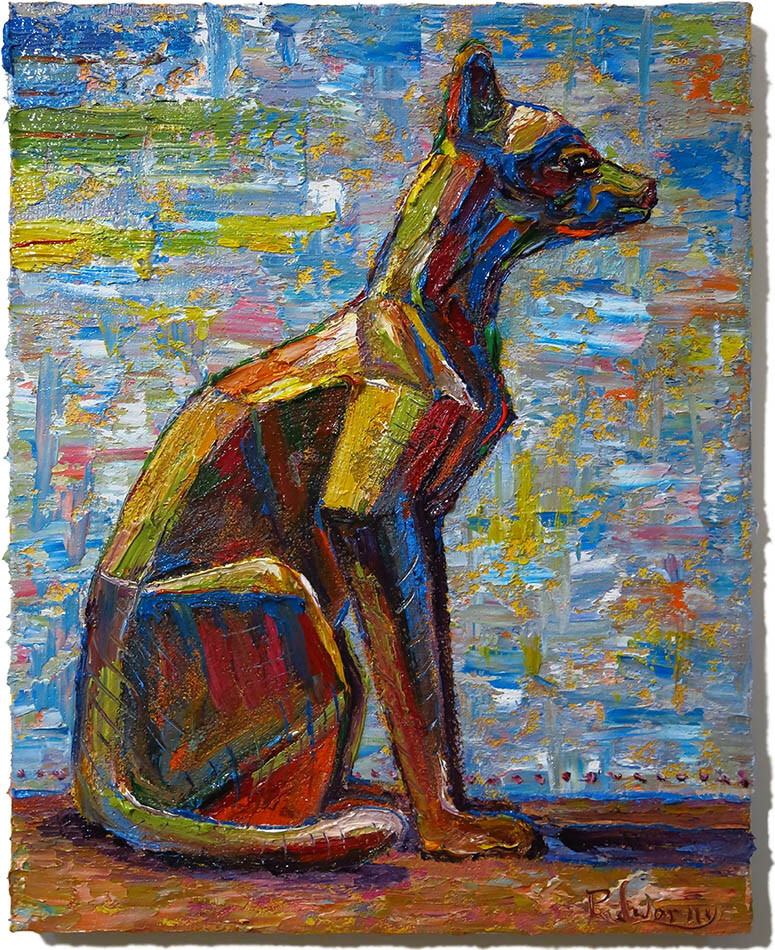 CaT kiTTeN  MoDERN ORIGINAL OIL█PAINTING█VINTAGE ART█SIGNED ANIMAL PET FELINE NR