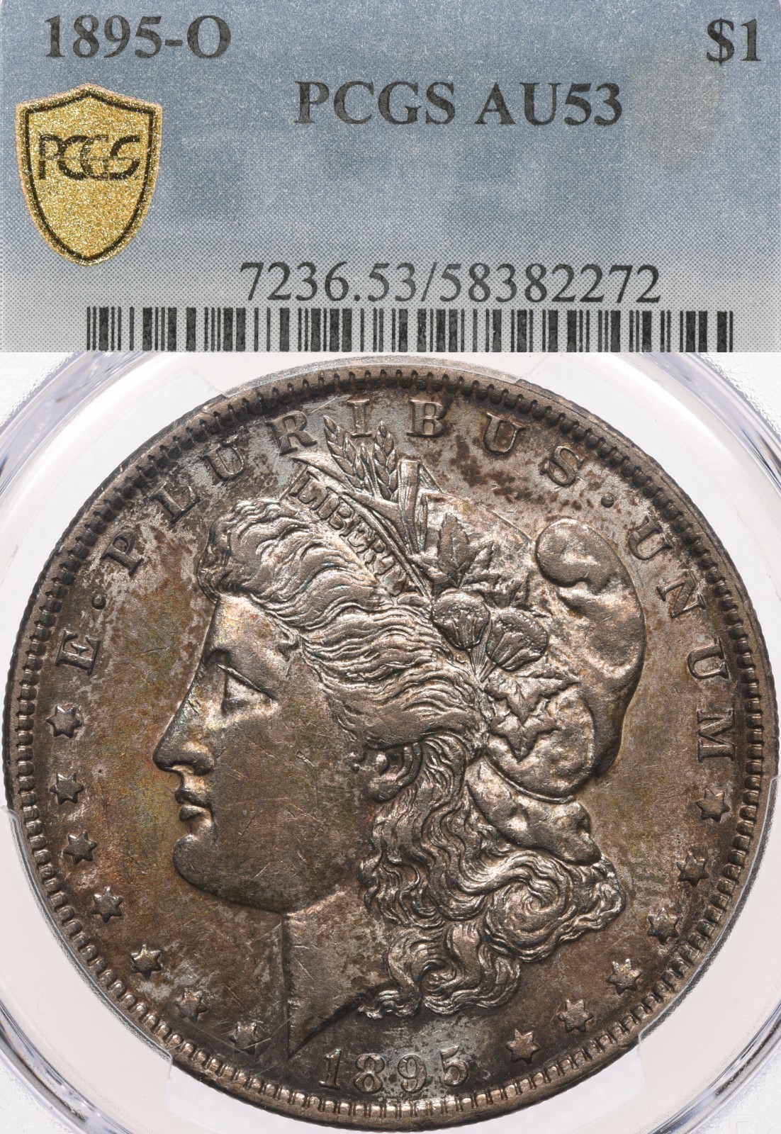 1895-O $1 PCGS AU53 Morgan Silver Dollar New Orleans About Uncirculated Toned
