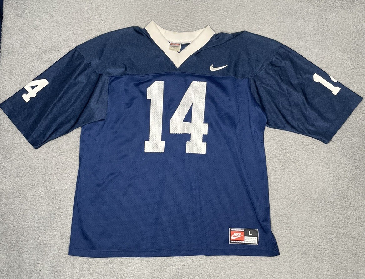 Vintage Nike Team Sports Football Jersey #14 Mens Large Navy Blue Made in USA
