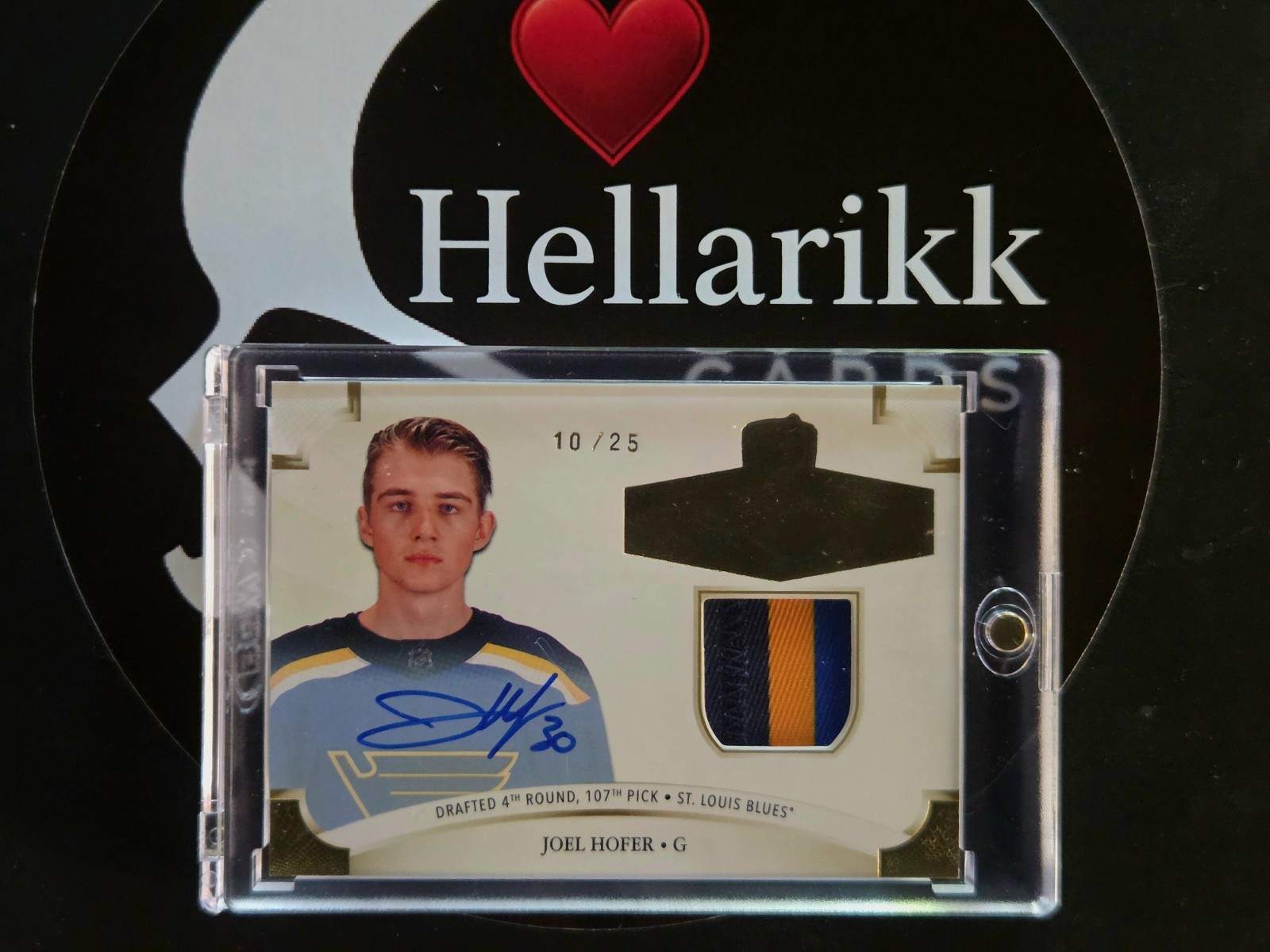 2020-21 Joel Hofer /25 The Cup Rookie Class #2020-JH Patch Auto  Blues St. Louis