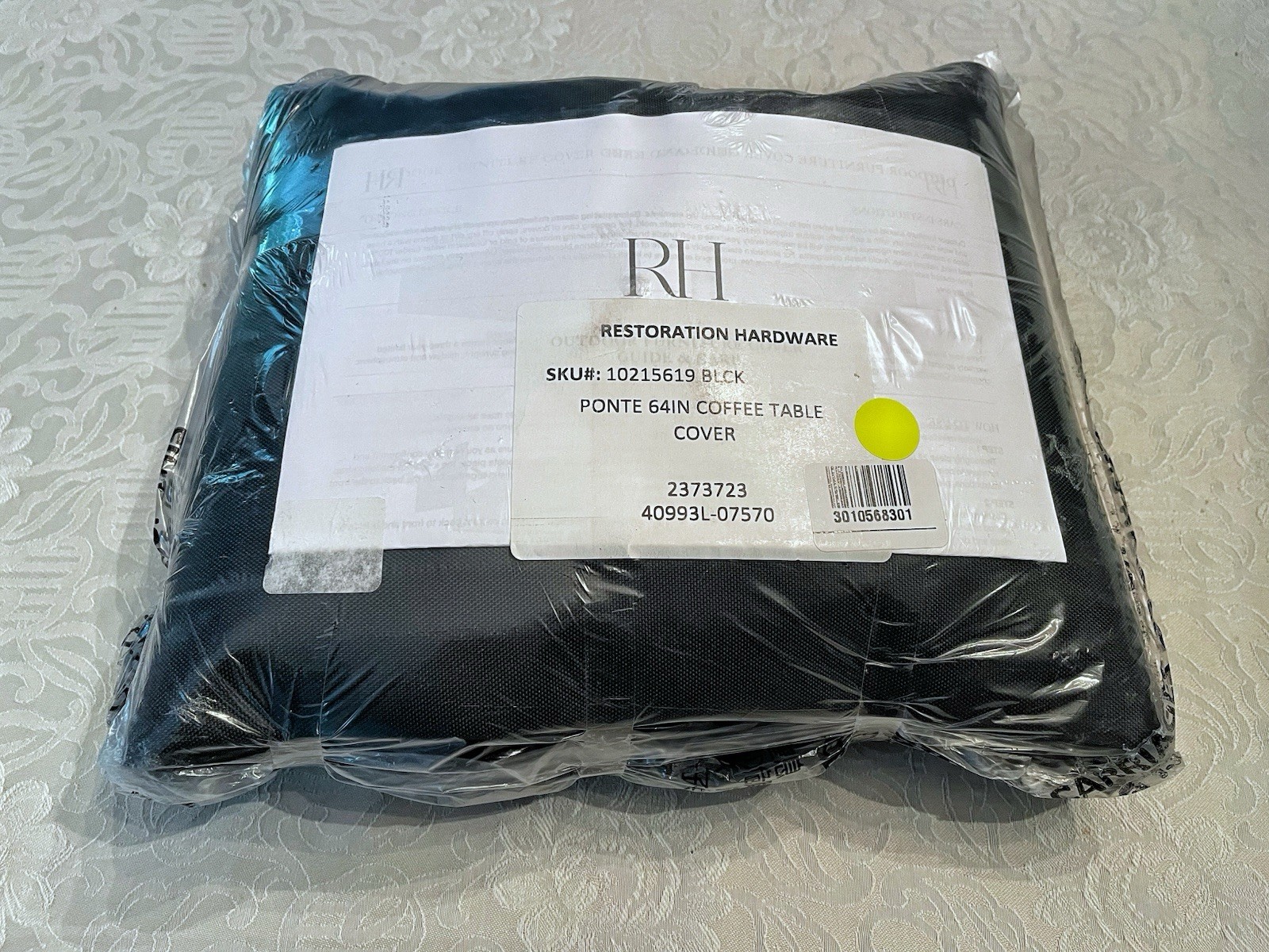 RH Restoration Hardware PONTE 64” Black Coffee Table Cover