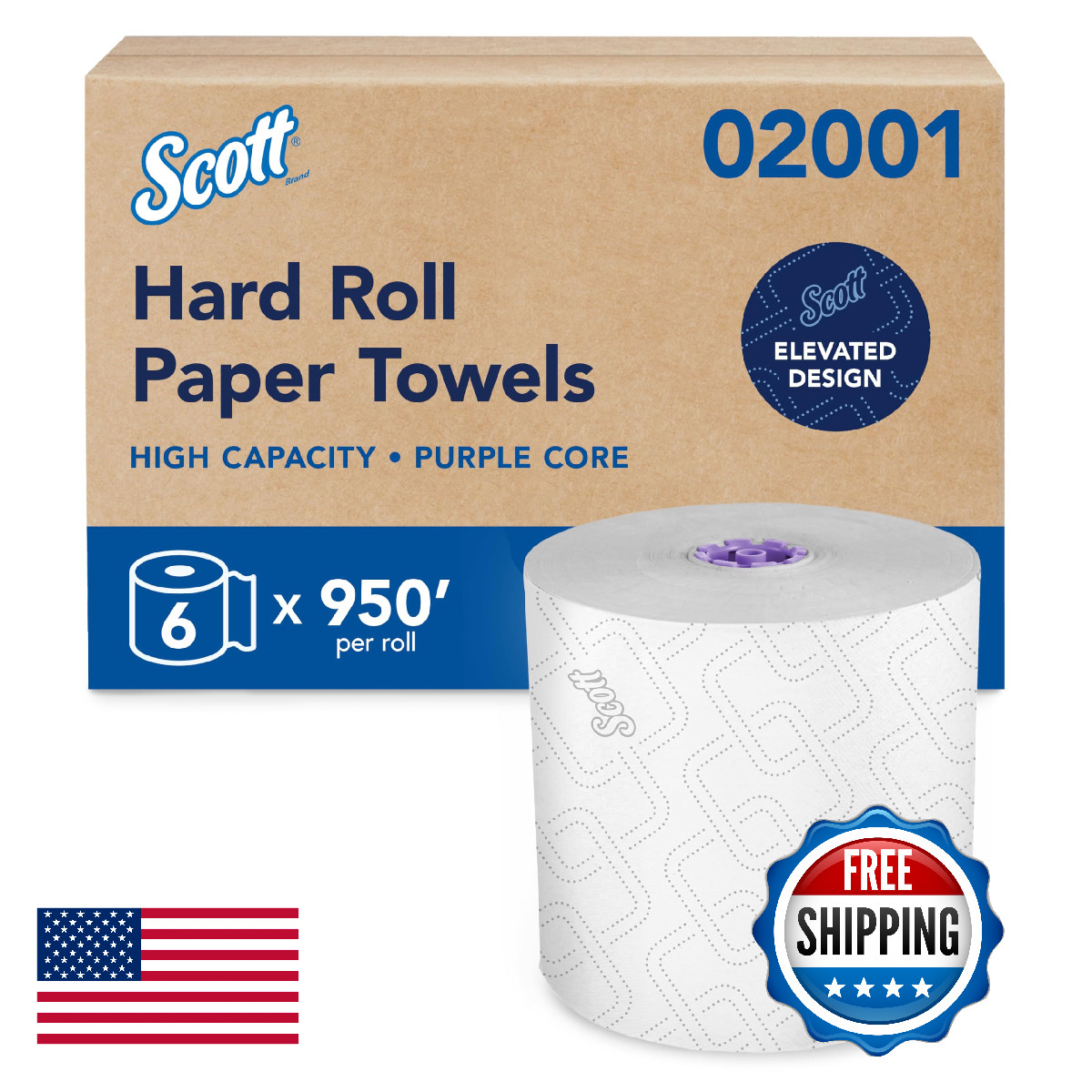Scott Professional High-Capacity Hard Roll Paper Towels Bulk 02001 Hardwound
