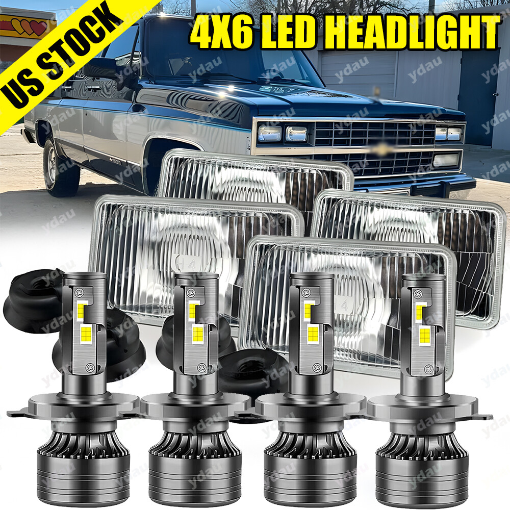 4pcs 4x6\'\' LED Headlights Hi/Lo For Chevrolet R1500 R2500 Suburban 1989-1991