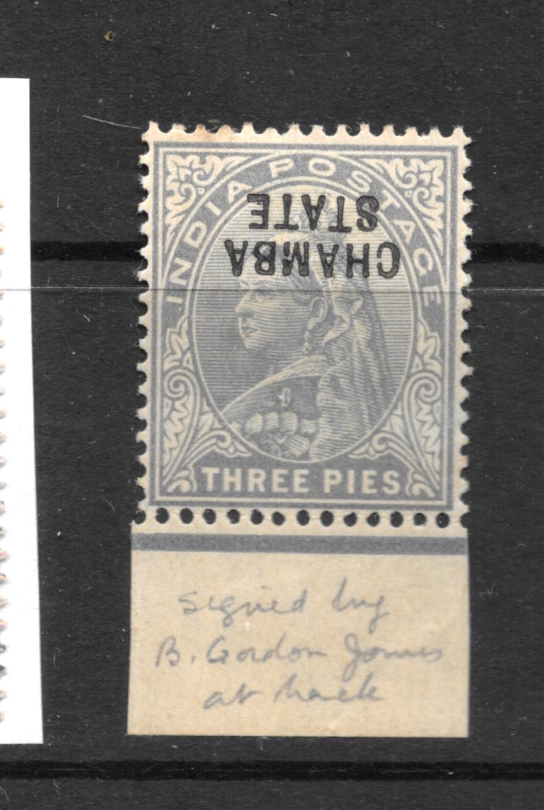 1900-04 CHAMBA, SG23a FINE MINT,QV, OVPT. INVERTED,INDIA INDIAN STATES