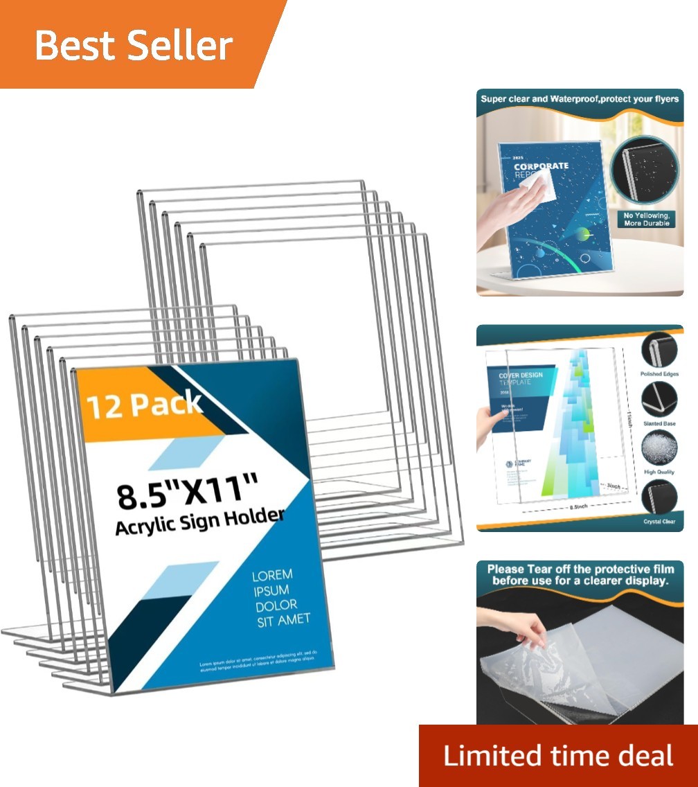 12 Pack Acrylic Sign Holder 8.5x11 Inches, Clear Plastic Table Paper Display ... 12 Pack Acrylic Sign Holder 8.5x11 Inches, Clear Plastic Table Paper Display ...