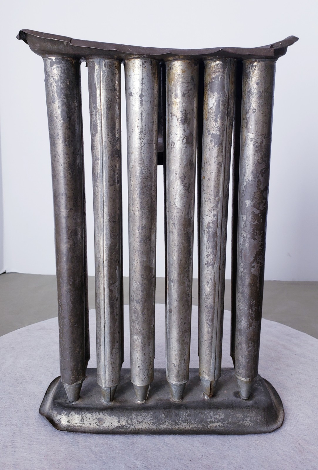 Early 19th Century Antique Primitive Dozen 12 Tubes Holes Candle Mold Tin Early 19th Century Antique Primitive Dozen 12 Tubes Holes Candle Mold Tin