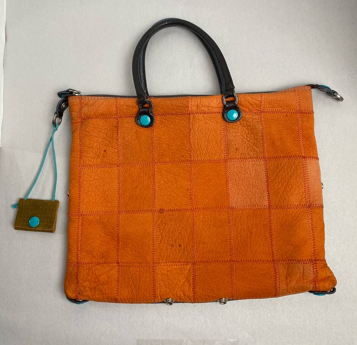 Gabs Purse Leather Bag Top Handle Large Tote Italy Artsy Boho Orange Gabs Purse Leather Bag Top Handle Large Tote Italy Artsy Boho Orange