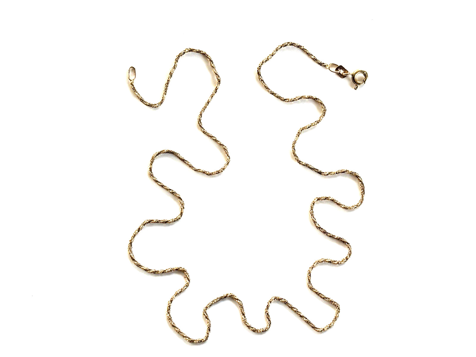 Vintage VIOR Italy 14K Gold Sparkly Twisted V-Link Chain Necklace 18 1/2\