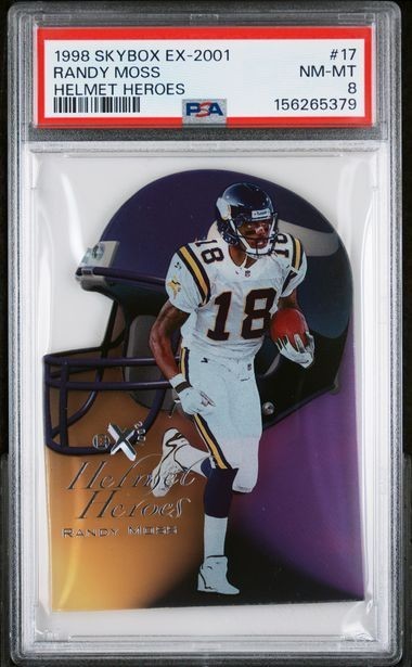 SkyBox 1998 EX-2001 Helmet Heroes Randy Moss 17 HH Vikings PSA 8 RC