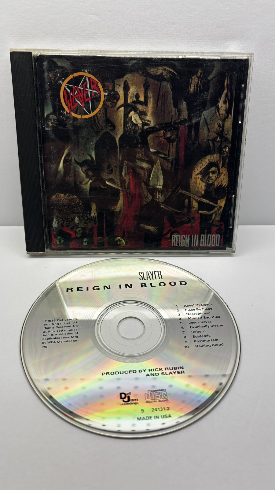 Slayer Reign In Blood CD 1986 Def Jam 9 24131-2 1st USA Press  RE-1