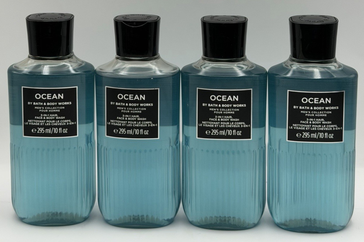 NEW Bath and Body Works Ocean Body Wash 10 Oz Bottles Set Of 4 Men's Collection