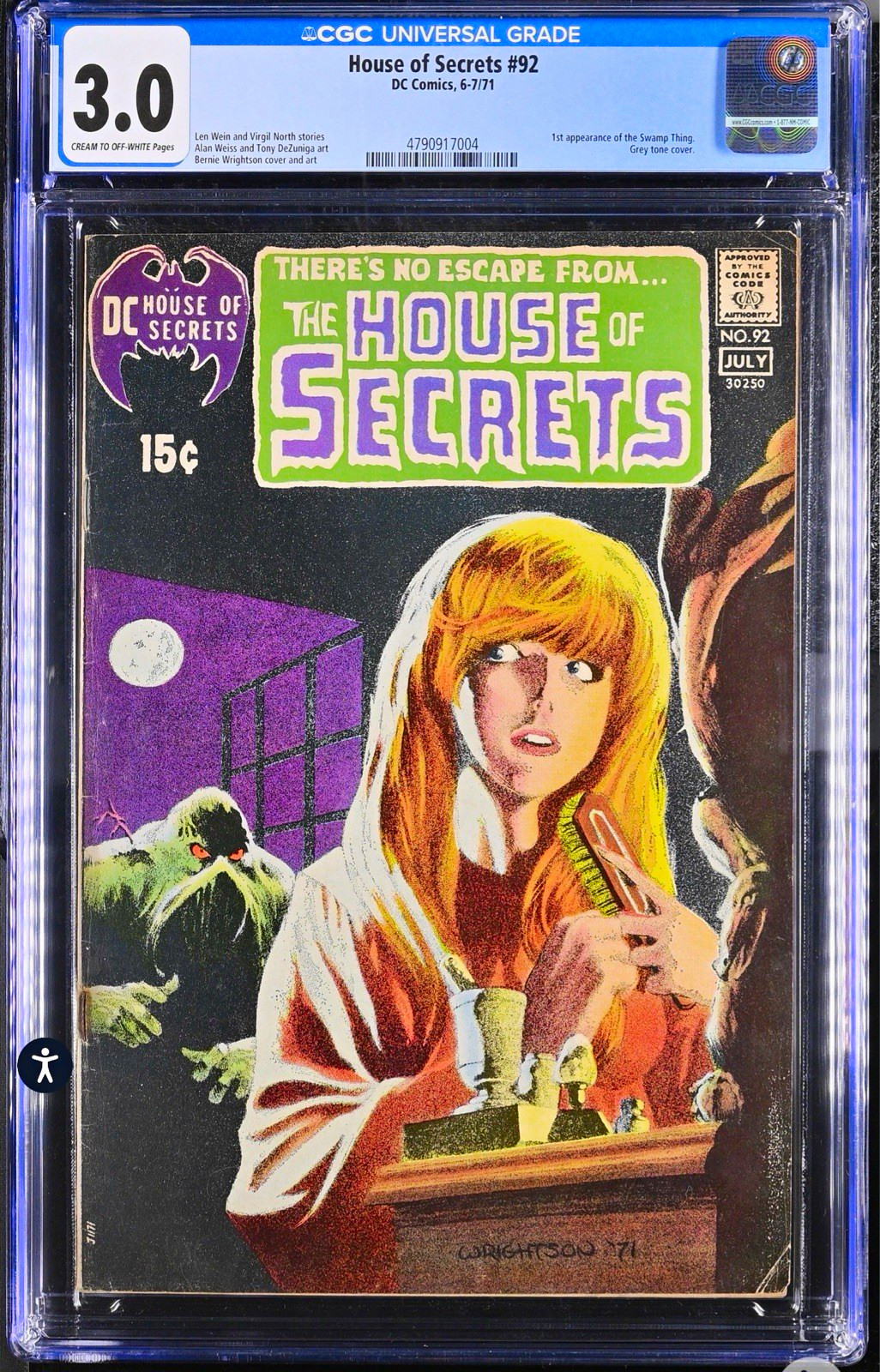 DC House of Secrets #92 CGC 3.0 (1971) 1st Swamp Thing Len Wein DC House of Secrets #92 CGC 3.0 (1971) 1st Swamp Thing Len Wein