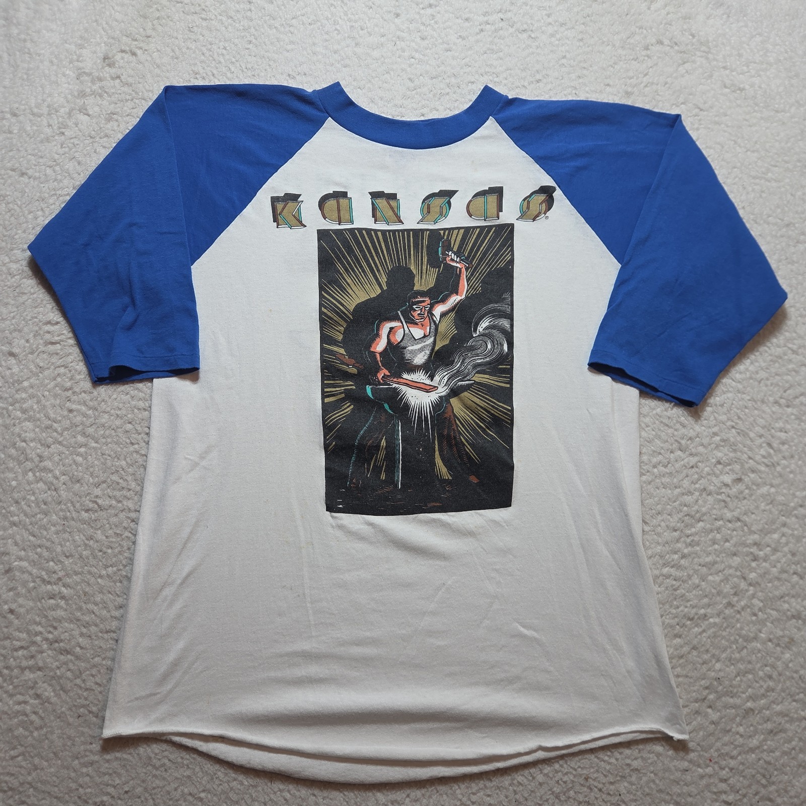 VTG 1980s Kansas Power Tour T Shirt Size XL Distressed Rock VTG 1980s Kansas Power Tour T Shirt Size XL Distressed Rock