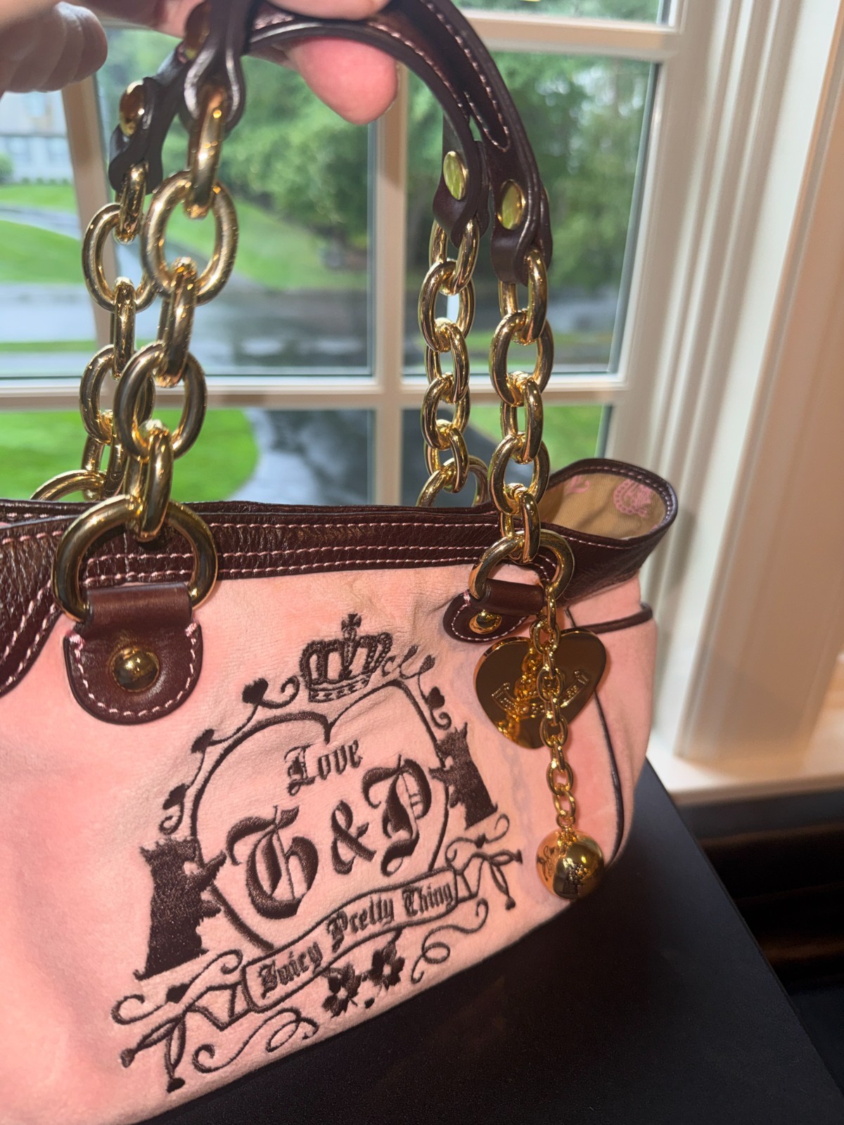 Vintage Juicy Couture Pink Velour Love G&P Handbag – Y2K Collector Bag
