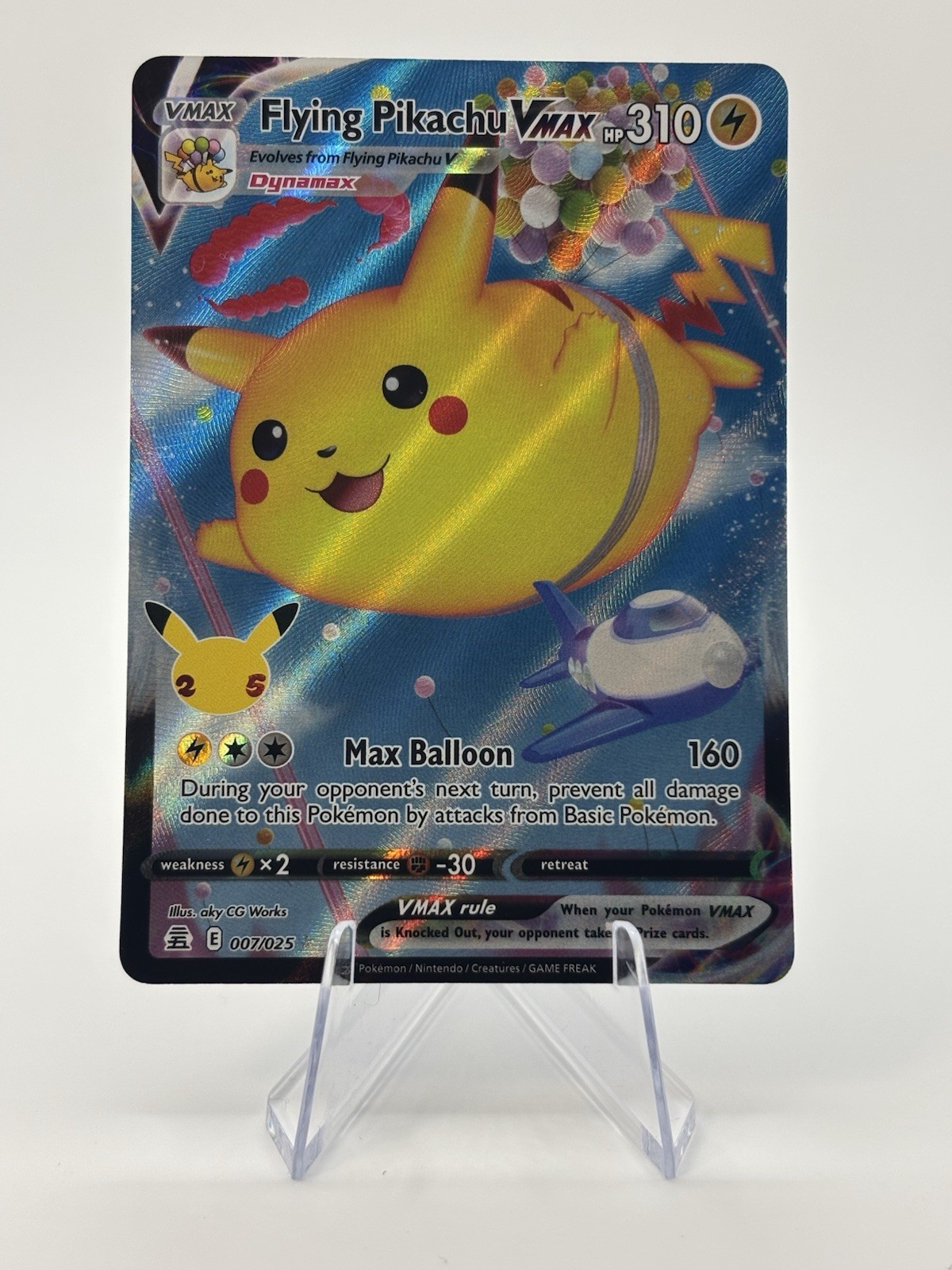 Pokémon Celebrations Flying Pikachu VMAX Holo Full Art Ultra Rare Card 007/025 