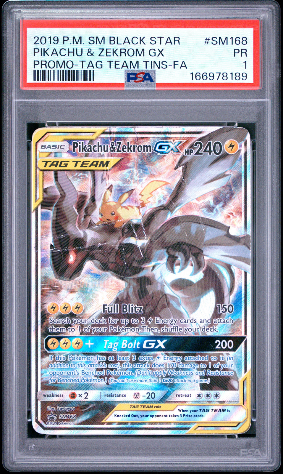 Pikachu & Zekrom GX PSA 1 2019 Pokemon Sm Black Star Promo #SM168 Pikachu & Zekrom GX PSA 1 2019 Pokemon Sm Black Star Promo #SM168