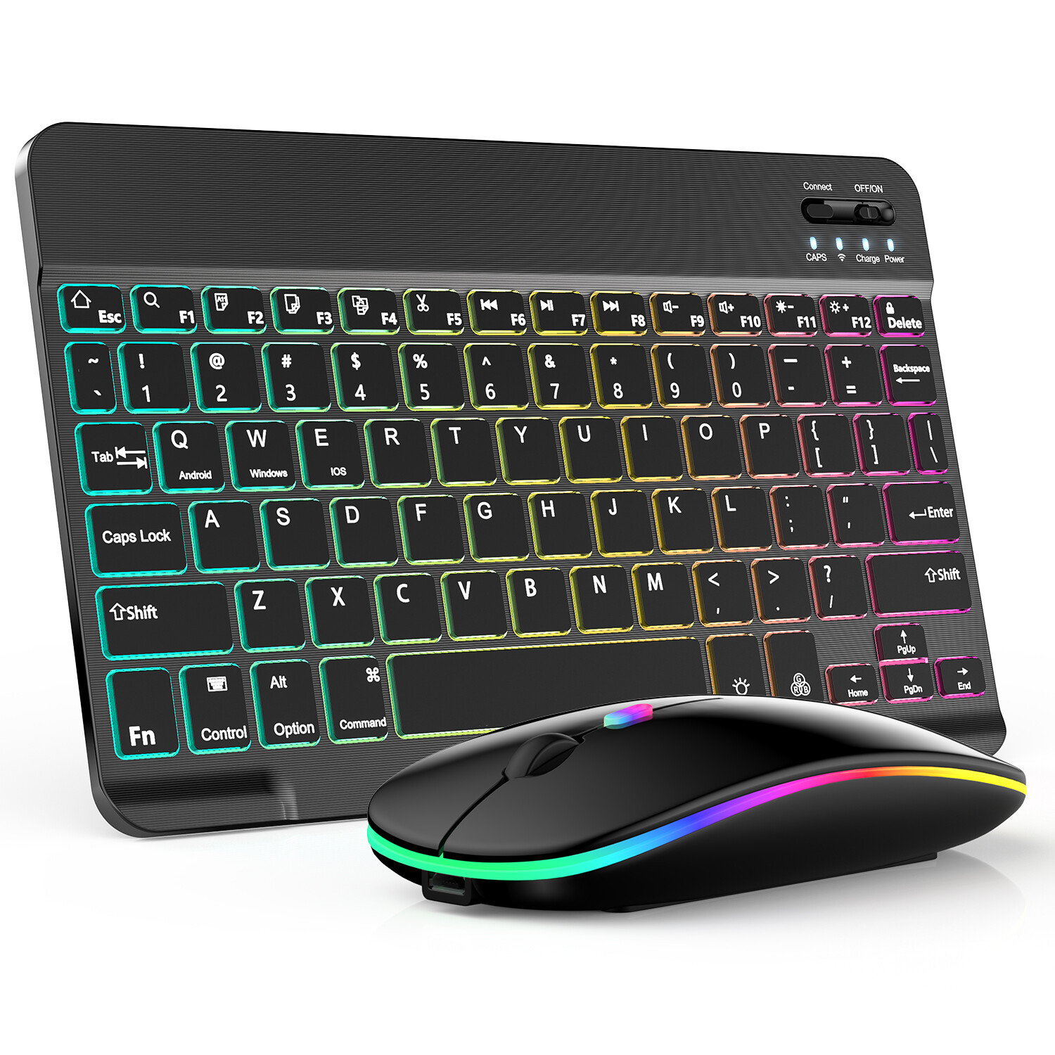 RGB Wireless Keyboard & Mouse Combo - Backlit Bluetooth Set for iPad/PC/Laptop U