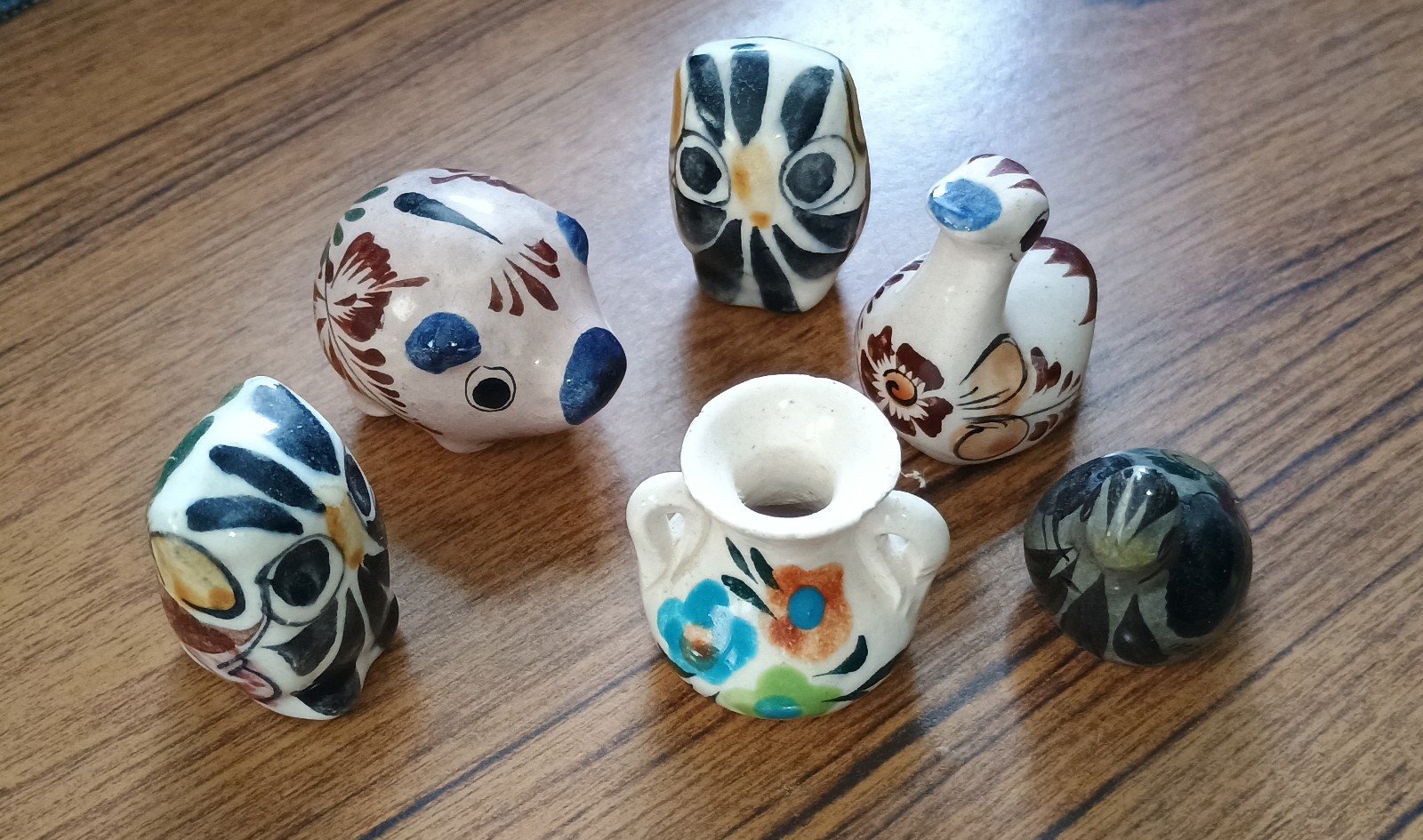 💥Vintage💥 Lot of 6 Mexican Pottery Tonala Handmade Folk Art Miniature 1”- 1.5” 💥Vintage💥 Lot of 6 Mexican Pottery Tonala Handmade Folk Art Miniature 1”- 1.5”
