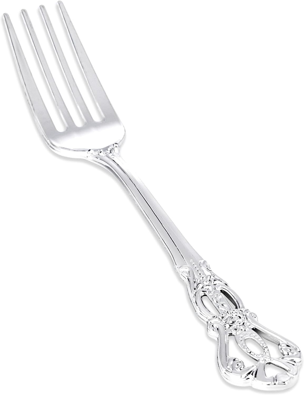 30PCS Silver Plastic Forks 8.1inch Vintage Baroque Forks for Dinners