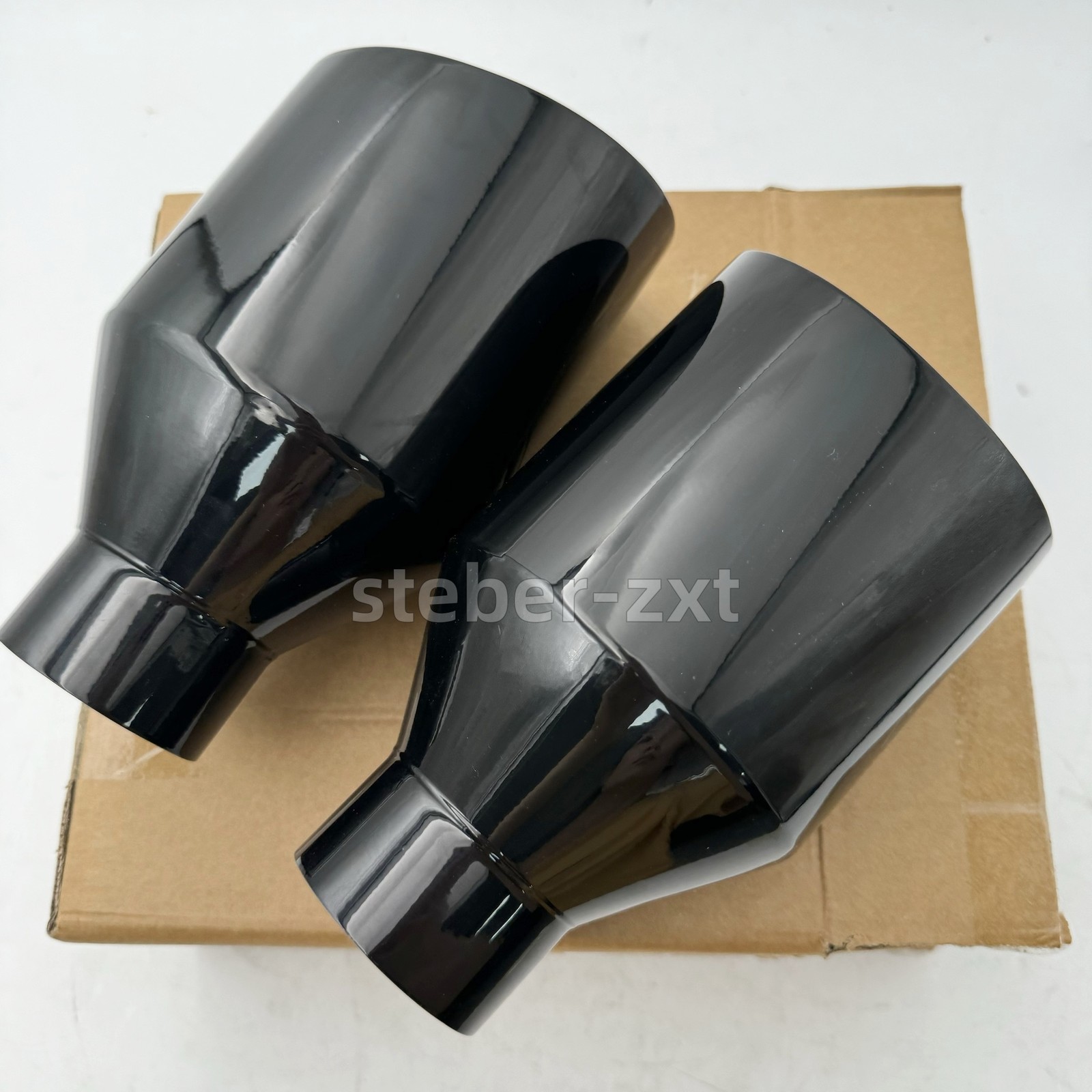 2X Dodge RT SRT RAM 5″ Big Black Exhaust Tip 2.5″ Inlet Angle Cut Double Wall