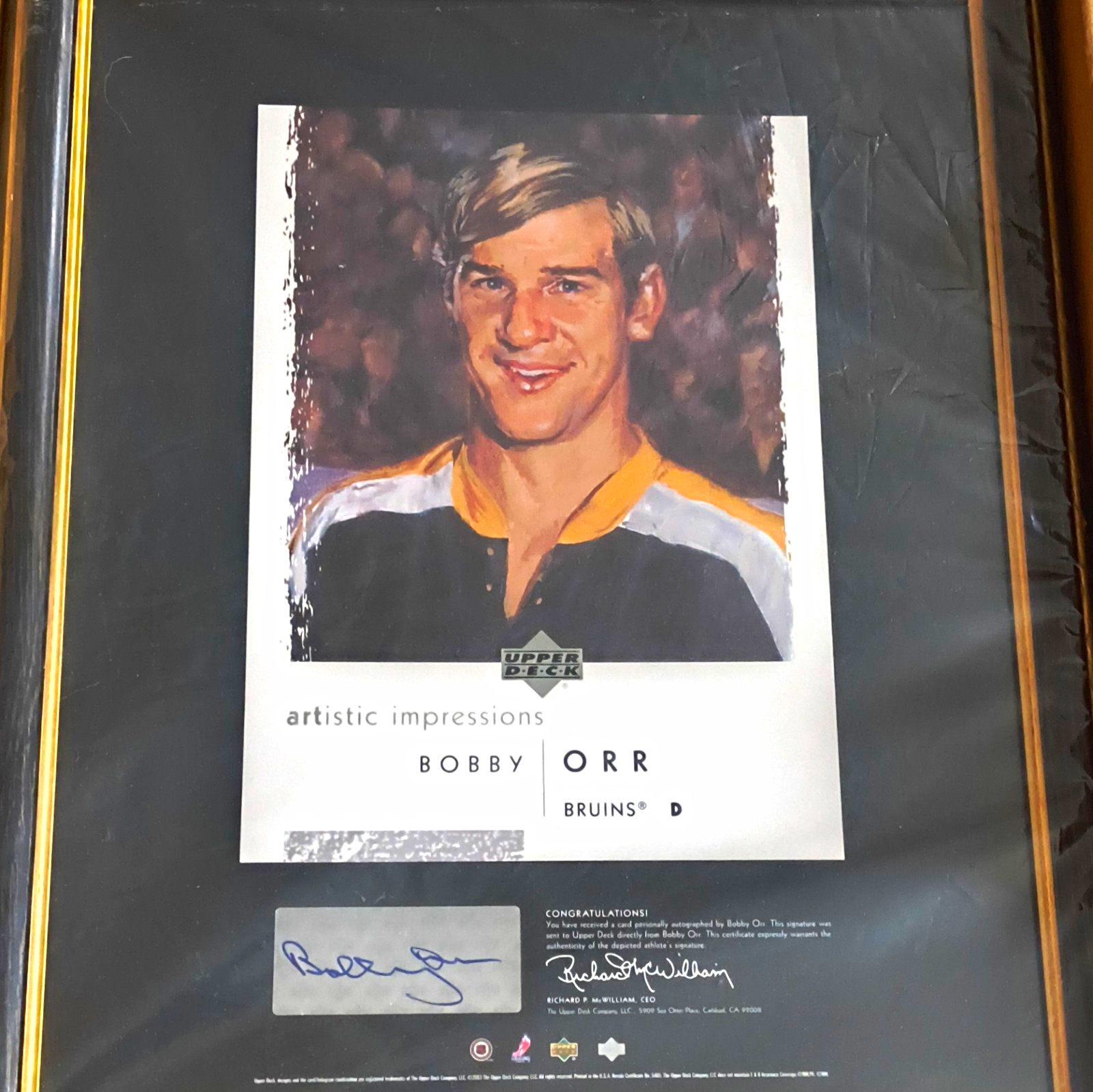Bobby Orr Signed Upper Deck Artistic Impressions Framed Print Boston Bruins