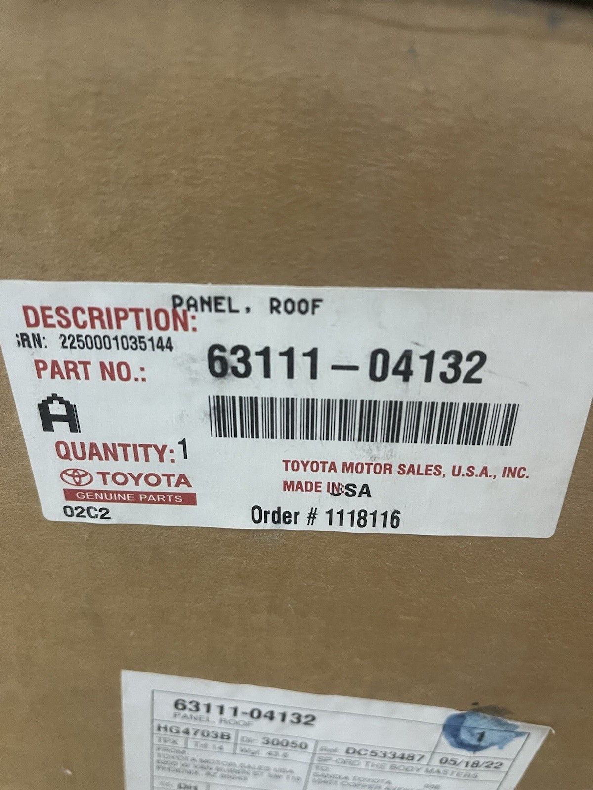 OEM Toyota 63111-04132 Roof Panel 2011-2016 Toyota Tacoma CAN TAKE MORE PICS