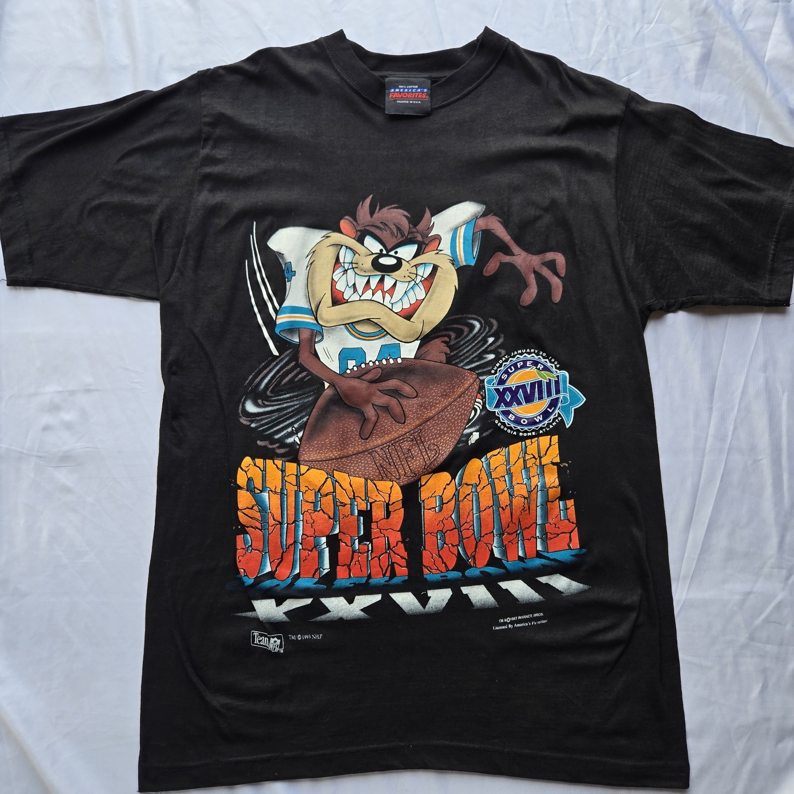 1993 RARE Vintage Dallas Cowboys NFL Super Bowl Looney Toons Taz Tee Size M