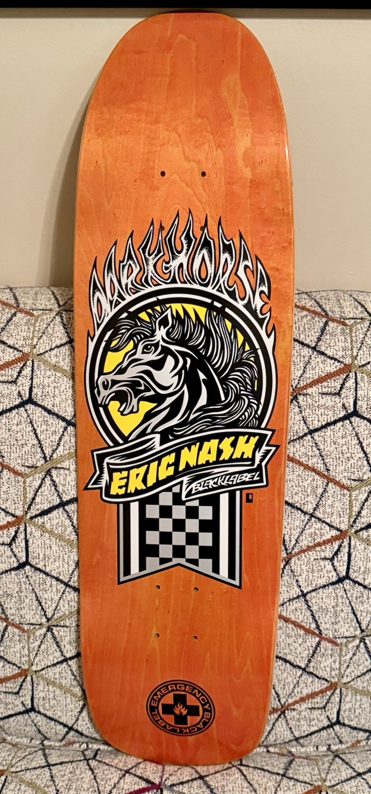 Black Label Eric Nash Dark Horse Graphic Skateboard Deck Orange Stain Black Label Eric Nash Dark Horse Graphic Skateboard Deck Orange Stain