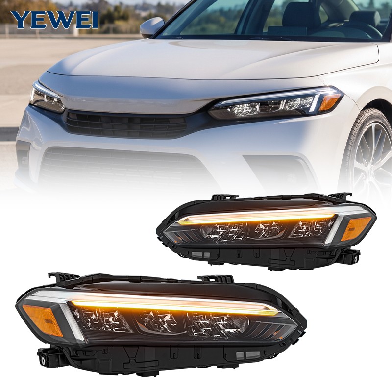 Pairs For 2022 2023 2024 2025 Honda Civic Black Trim Full Led Headlights lamp Pairs For 2022 2023 2024 2025 Honda Civic Black Trim Full Led Headlights lamp