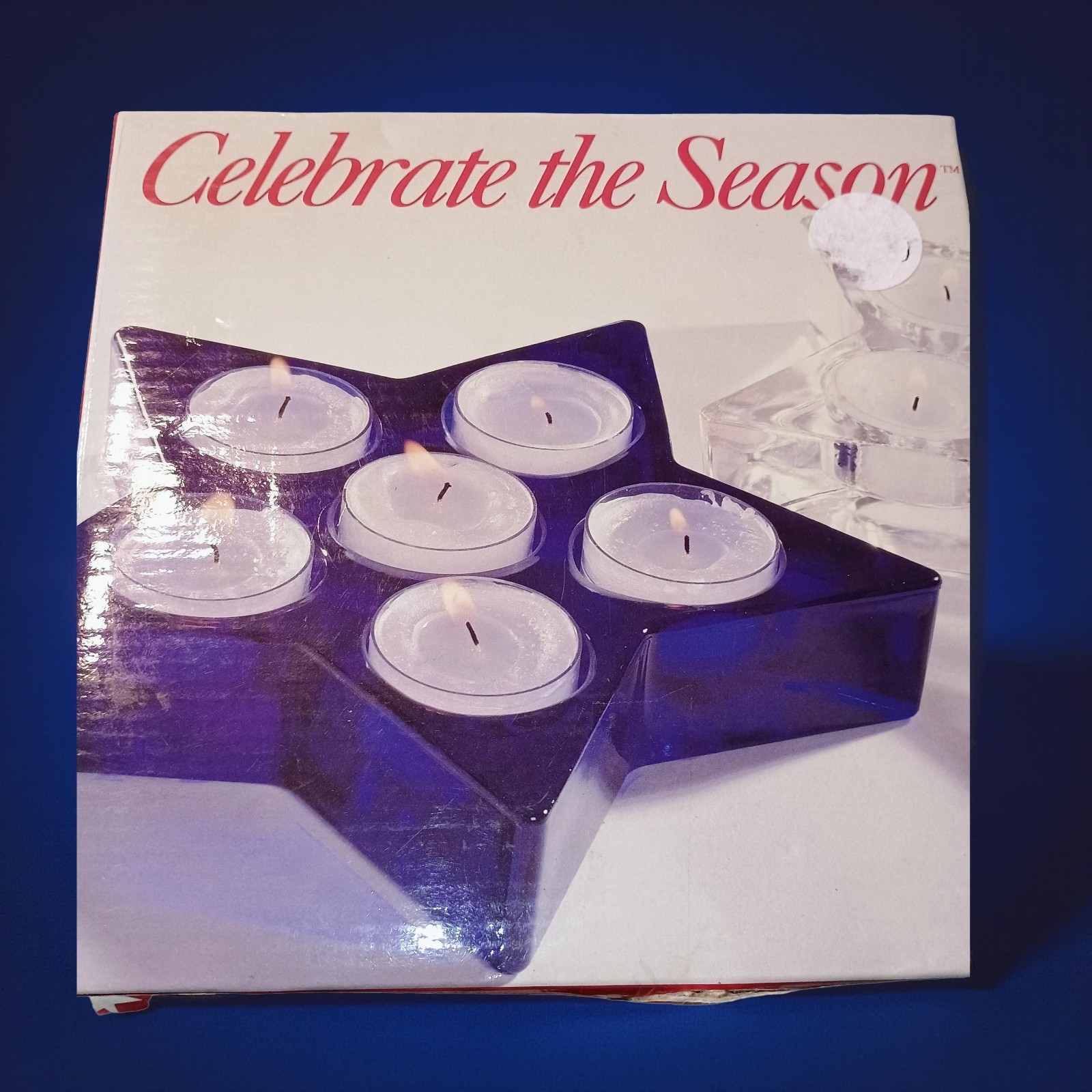Celebrate The Season Blue Six Tea Light Candle Holder New Kaufman's Celebrate The Season Blue Six Tea Light Candle Holder New Kaufman's