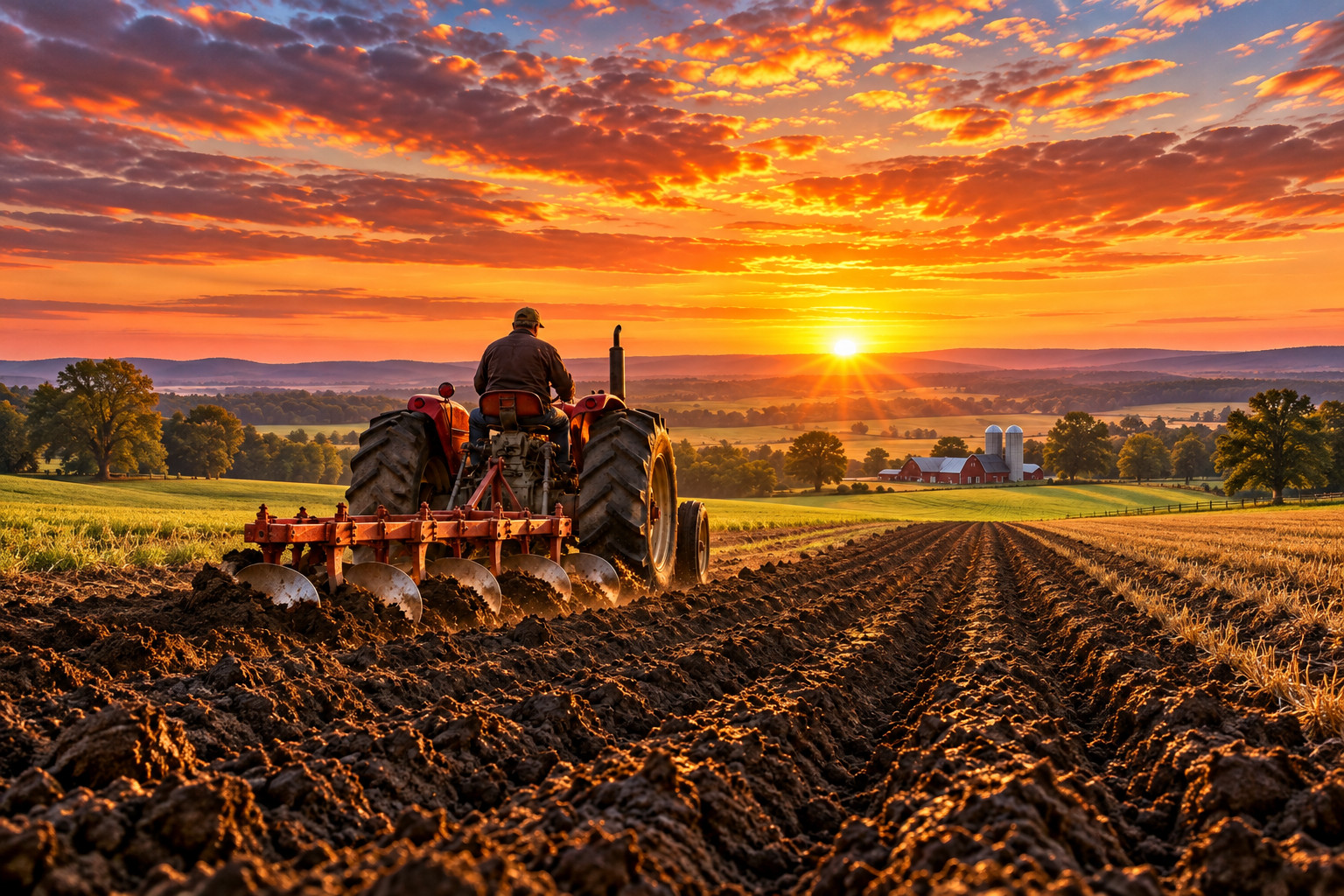 1950s Vintage Tractor Plow Freshly Tilled Field POSTER Farm Ranch Wall Art