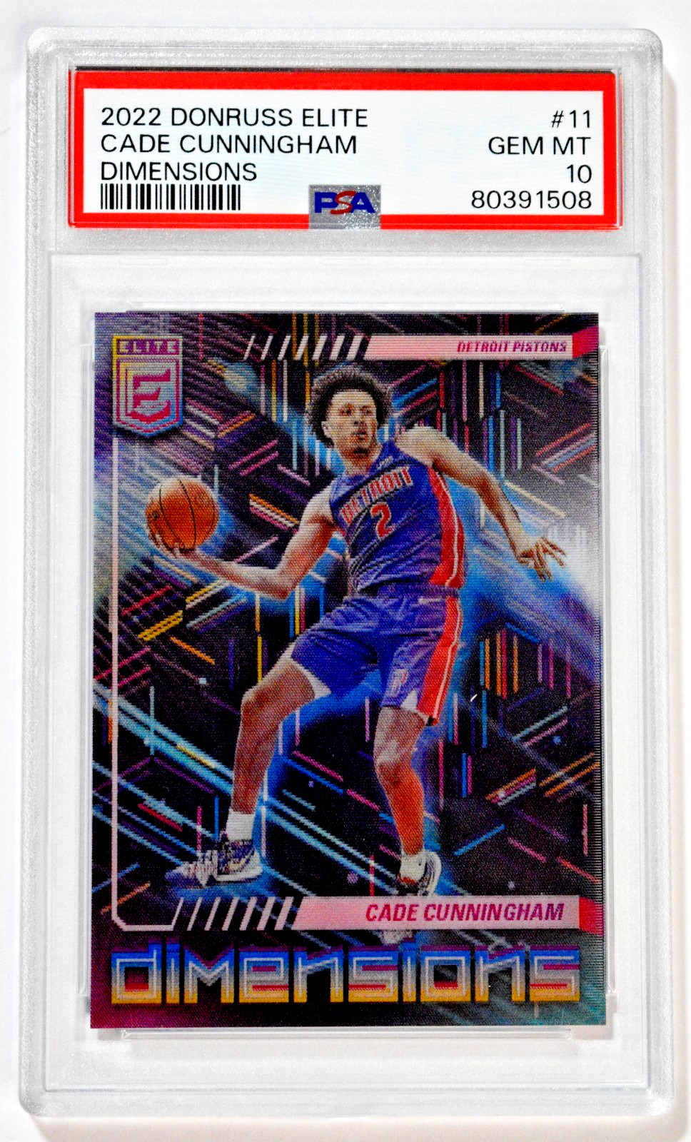 2022 Donruss Elite #11 Cade Cunningham Dimensions Case Hit SSP PSA 10 Pistons 2022 Donruss Elite #11 Cade Cunningham Dimensions Case Hit SSP PSA 10 Pistons