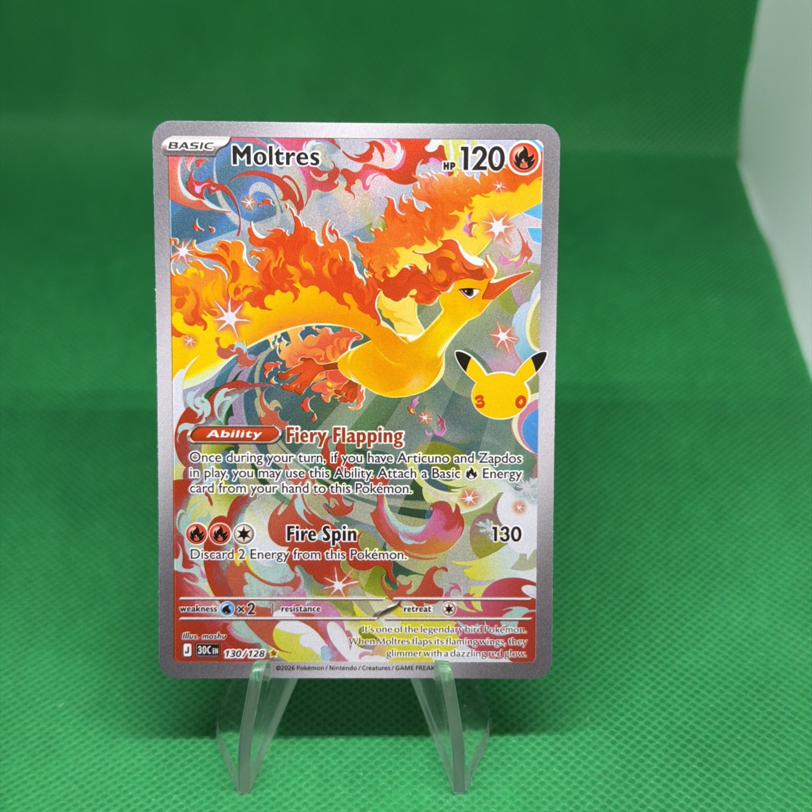 Moltres 130/128 Illustration Rare ME: 30th Celebration Holo NM Moltres 130/128 Illustration Rare ME: 30th Celebration Holo NM