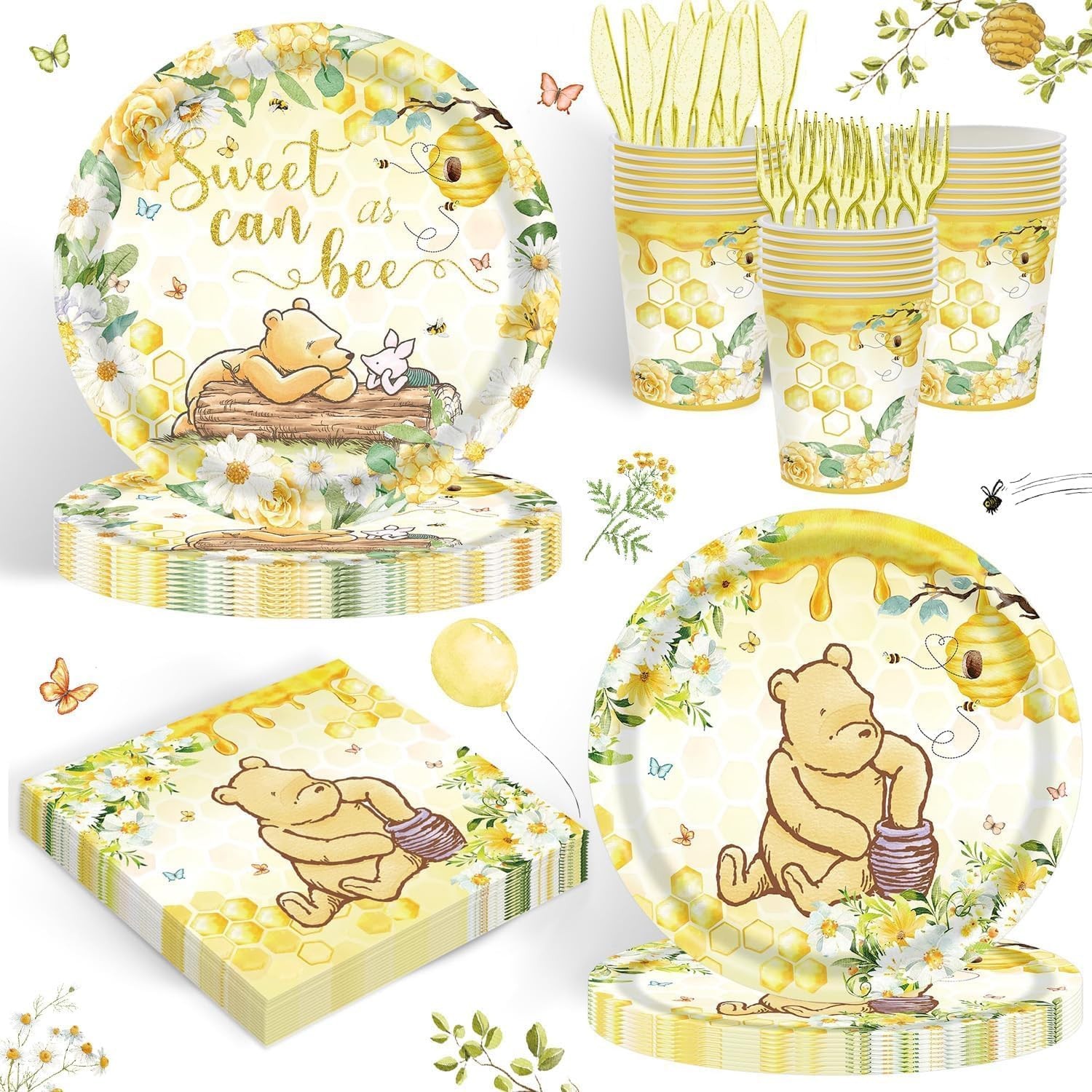 120PCS Classic Winnie Bear Party Supplies for Girls Baby Shower Kids Spring S... 120PCS Classic Winnie Bear Party Supplies for Girls Baby Shower Kids Spring S...