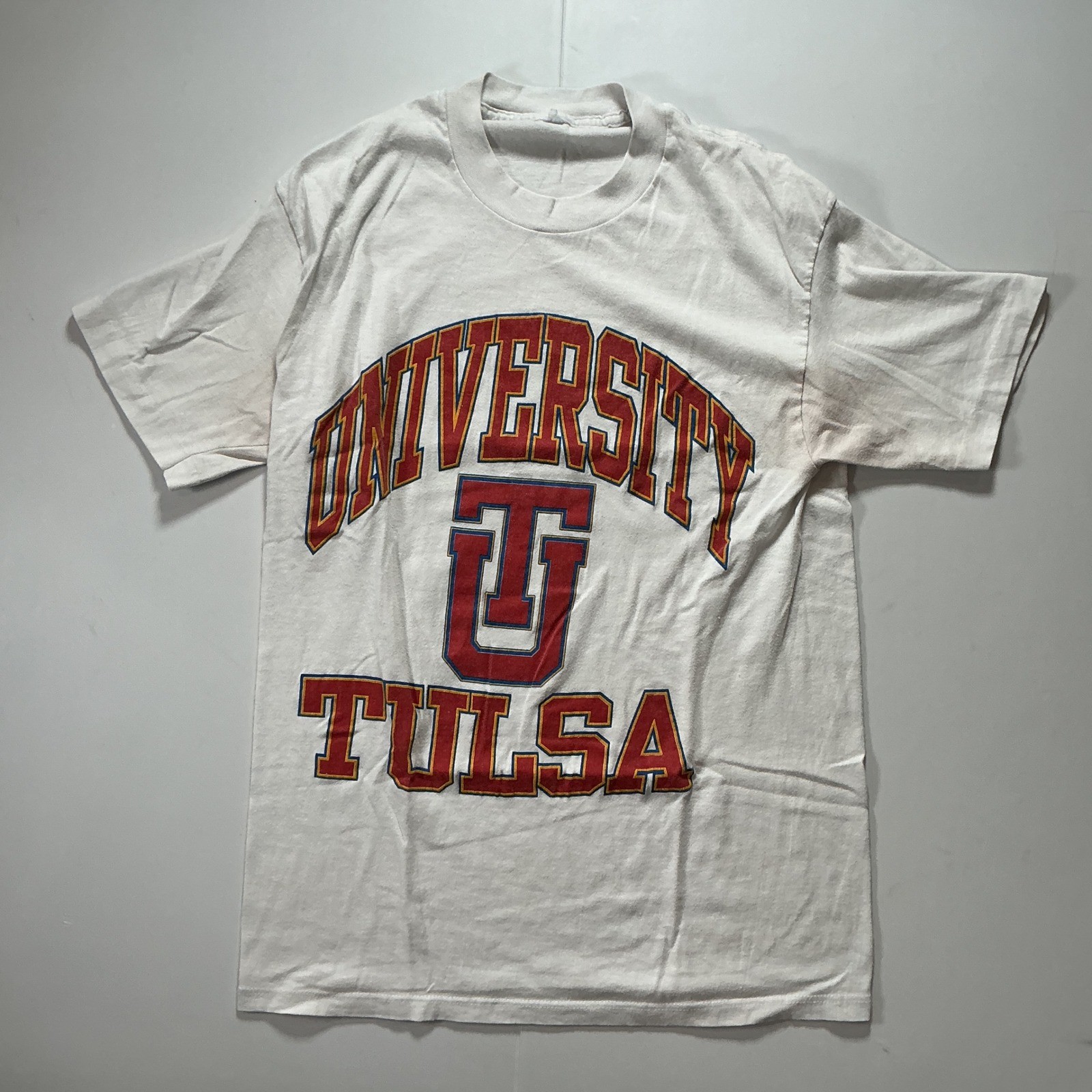 VTG 90s Single Stitch University of Tulsa Tee Shirt S White Collegiate Sport