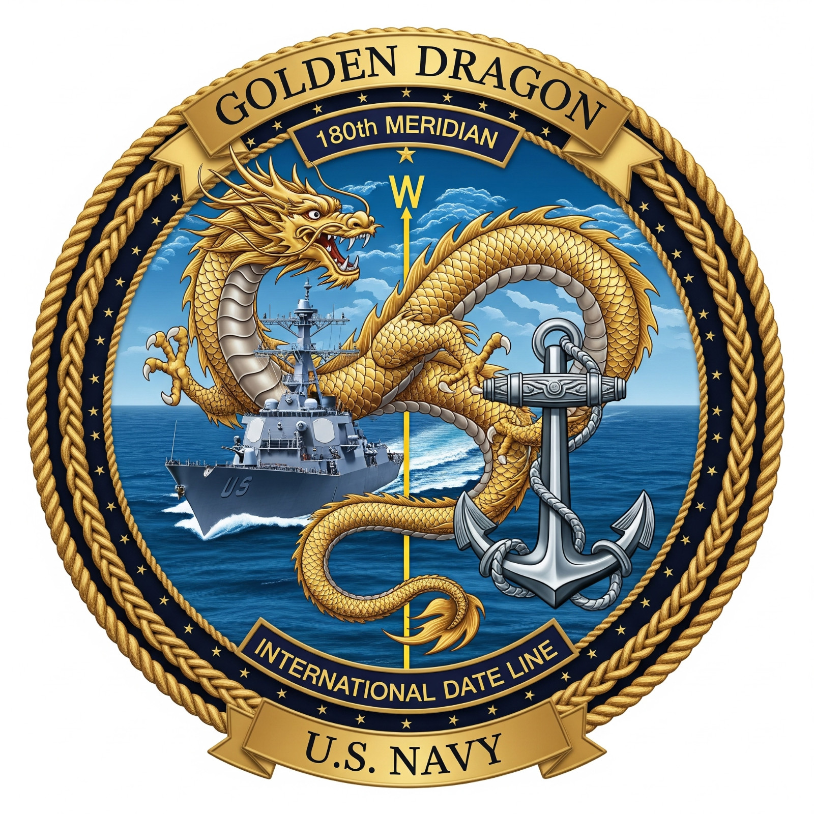 US Navy Golden Dragon Decal - USN Retirement Gift - 4\