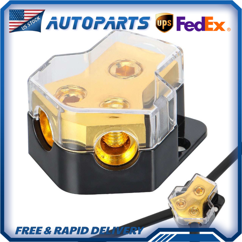New Car Audio Splitter Amp Distribution Power 0/2/4 Gauge In 4/6/8 Gauge Out