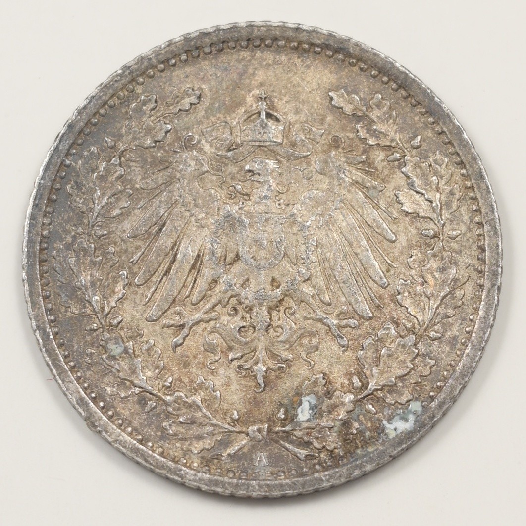 Germany 1915-A William II 1/2 Mark Silver P151531 Germany 1915-A William II 1/2 Mark Silver P151531