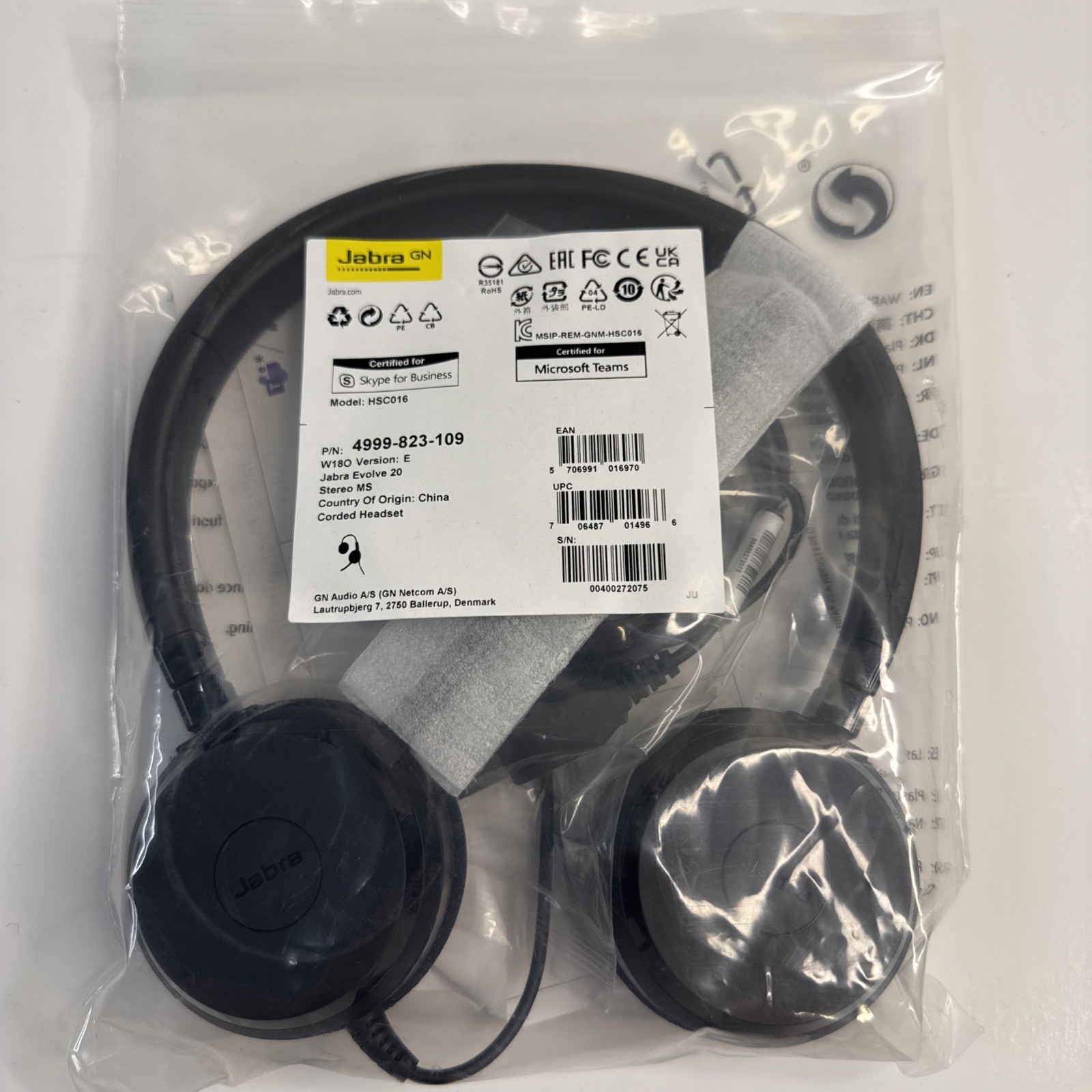NEW Jabra Evolve 20 Stereo Headset, MS Teams/Microsoft Lync Black (4999-823-109) NEW Jabra Evolve 20 Stereo Headset, MS Teams/Microsoft Lync Black (4999-823-109)